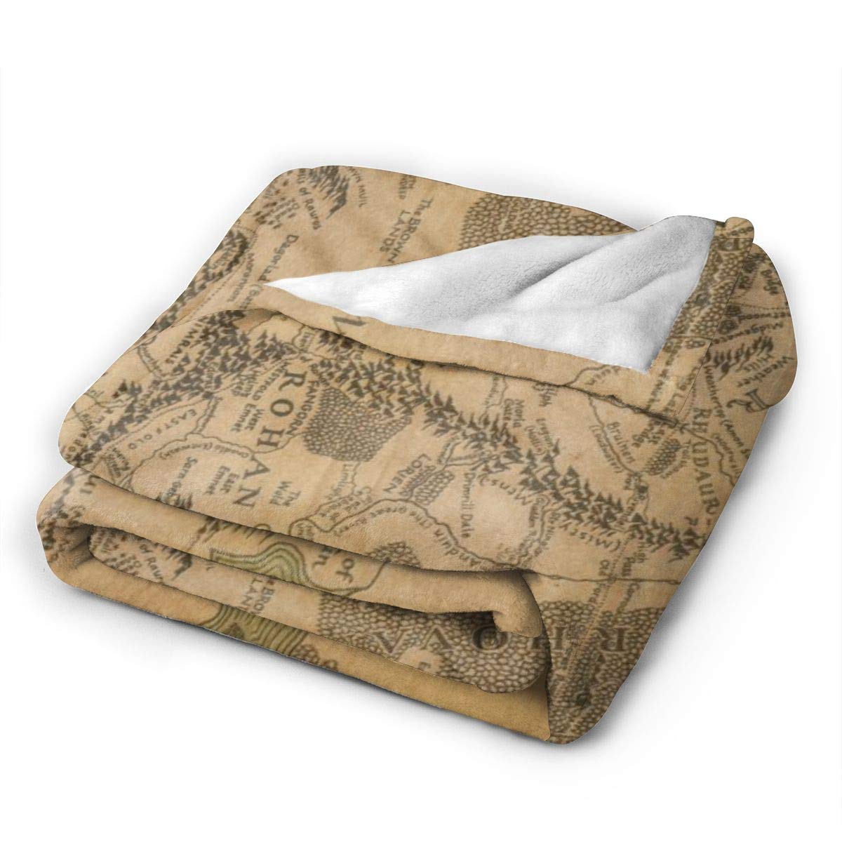 FASHIONDIY Coperta con mappa della Terra di Mezzo Oversize Calda Coperta Super Morbida per Adulti e Bambini con Stampa 3D (100 x 130 cm