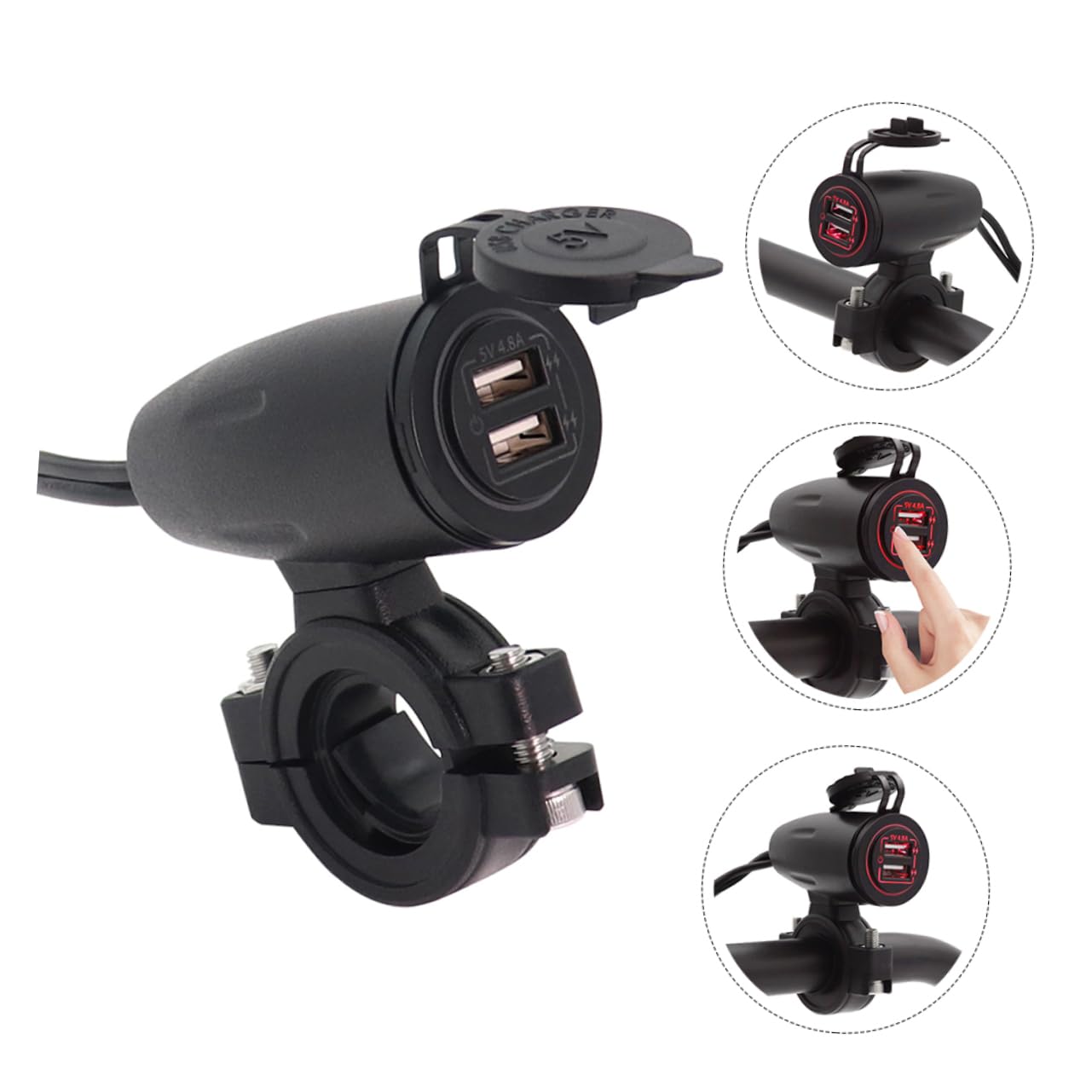 Caricabatterie per 12/ V 4 Adattatore per Caricabatteria da Auto con Doppia Porta Usb Design Resistente All'acqua per Telefoni E Fotocamere