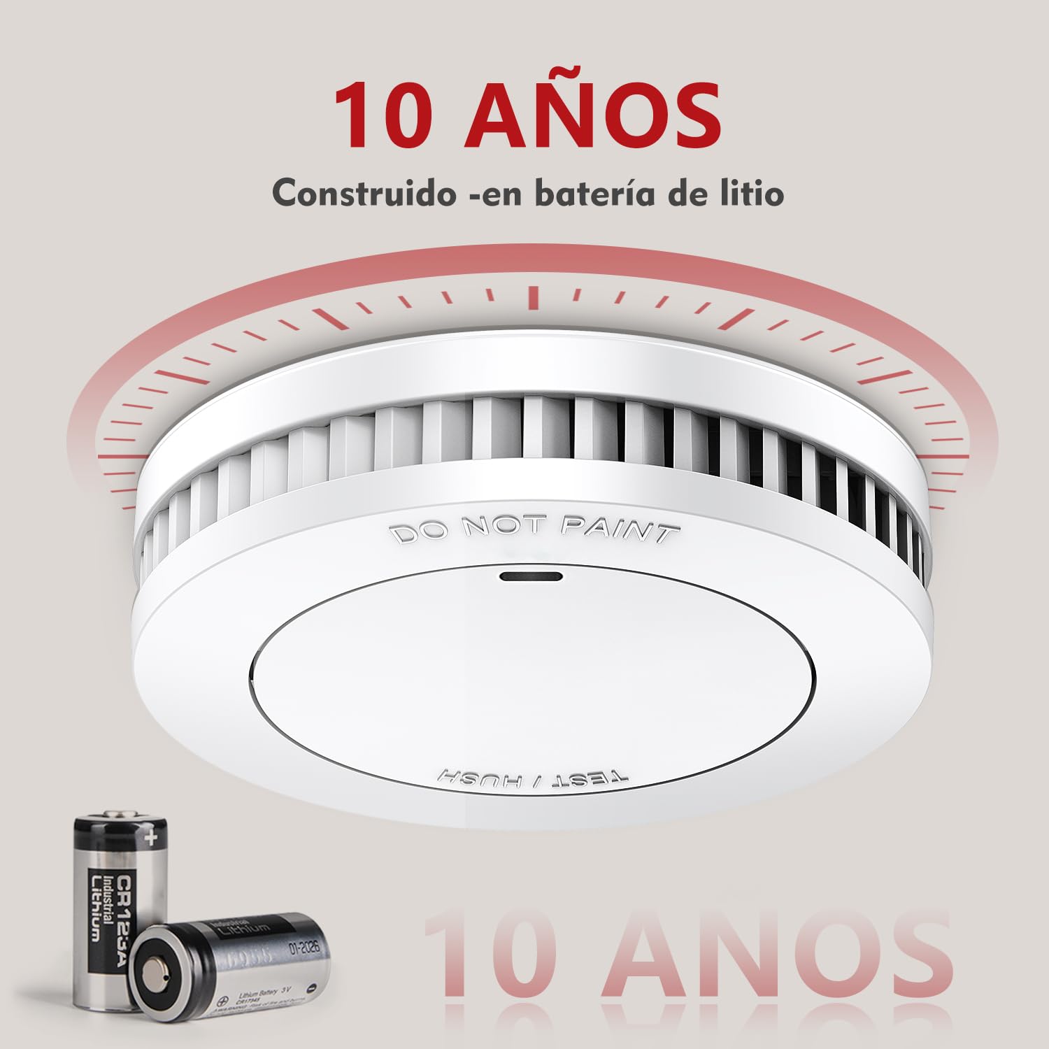 RUNIDUR Mini Detector De Humo Set Batería de 10 Años, Detector de Incendios sin Falsas Alarmas, Detector de Incendios Plano para Pegar sin Taladrar, Blanco, 12 Piezas