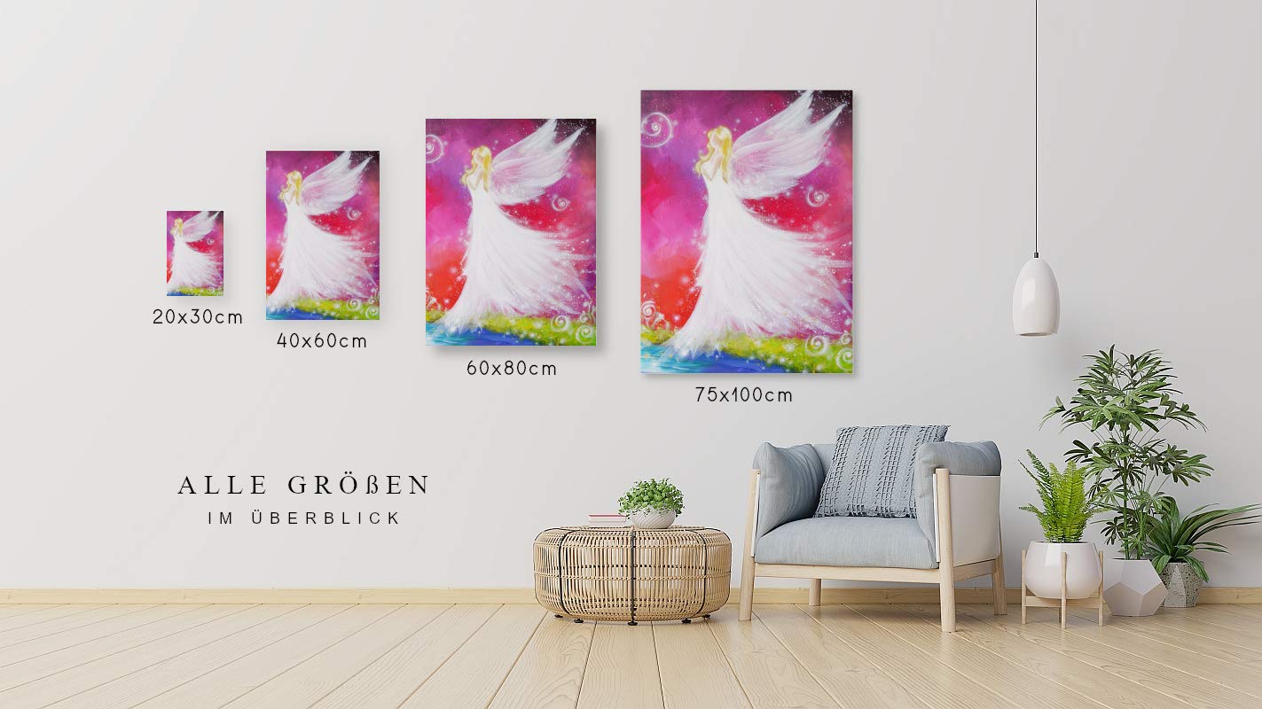 Henriettes-ART: Prezent na chrzest, obraz anioła, prezent na 60 urodziny kobiety, druk na płótnie: dotknięcie anioła (40 x 60 cm)