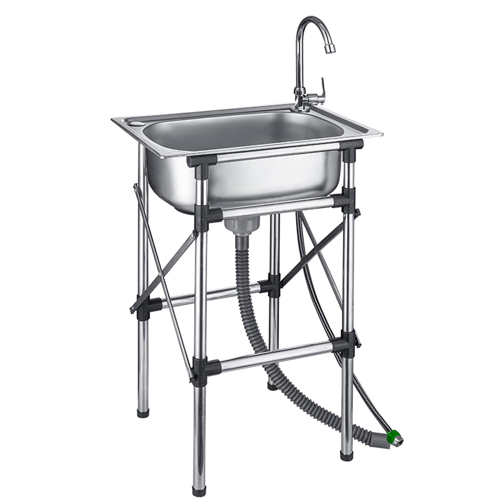 ZQFHSX Stainless Steel Kitchen Sink Free Standing， Catering Standing Utility Sink,Single Bowl Commercial with Bracket(42x37x75cm)