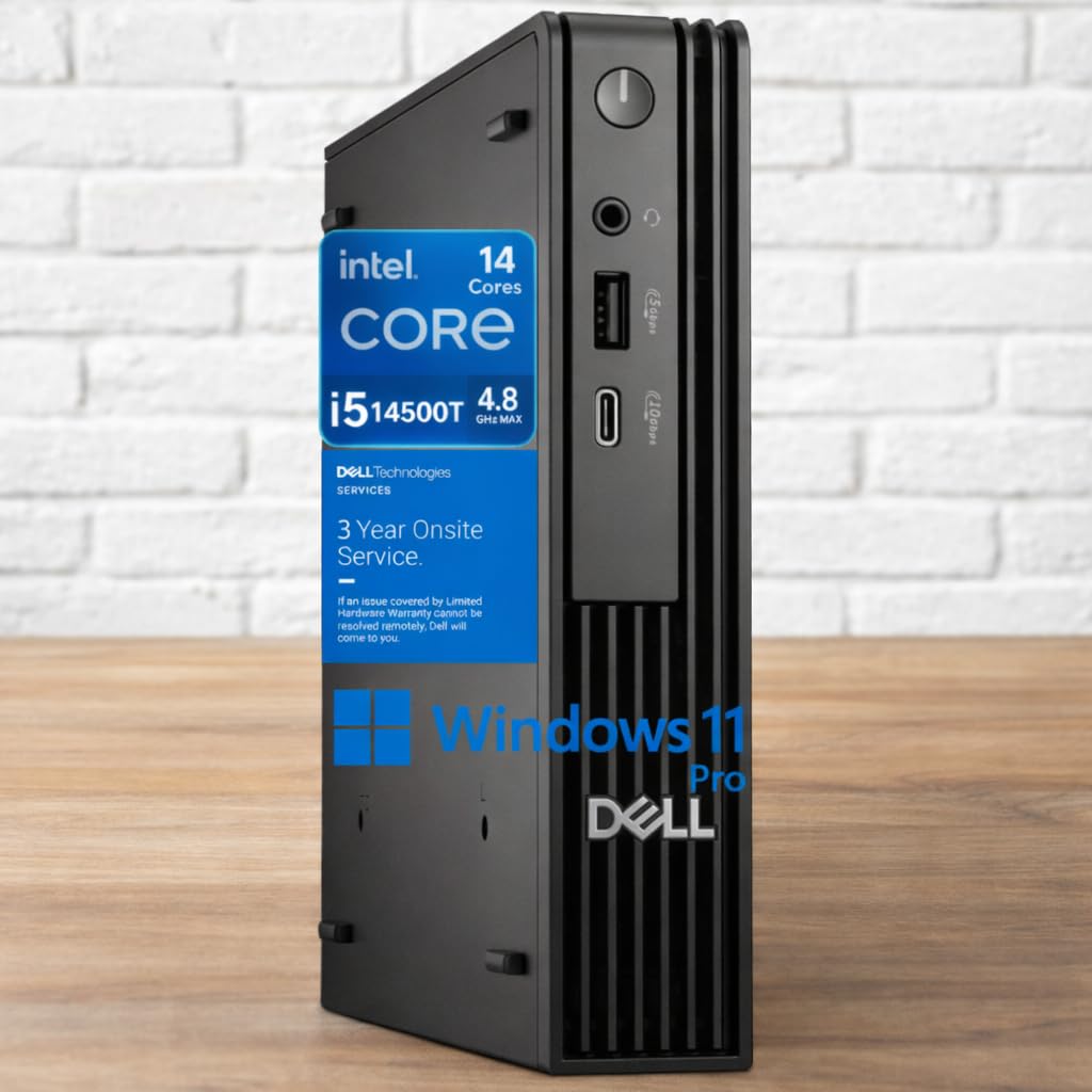 Dell Pro Micro QCM1250 Mini Desktop (New OptiPlex), 14th Gen i5-14500T (14 Cores, Up to 4.8GHz), 16GB DDR5, 512GB PCIe SSD, HDMI+DP Dual Monitor
