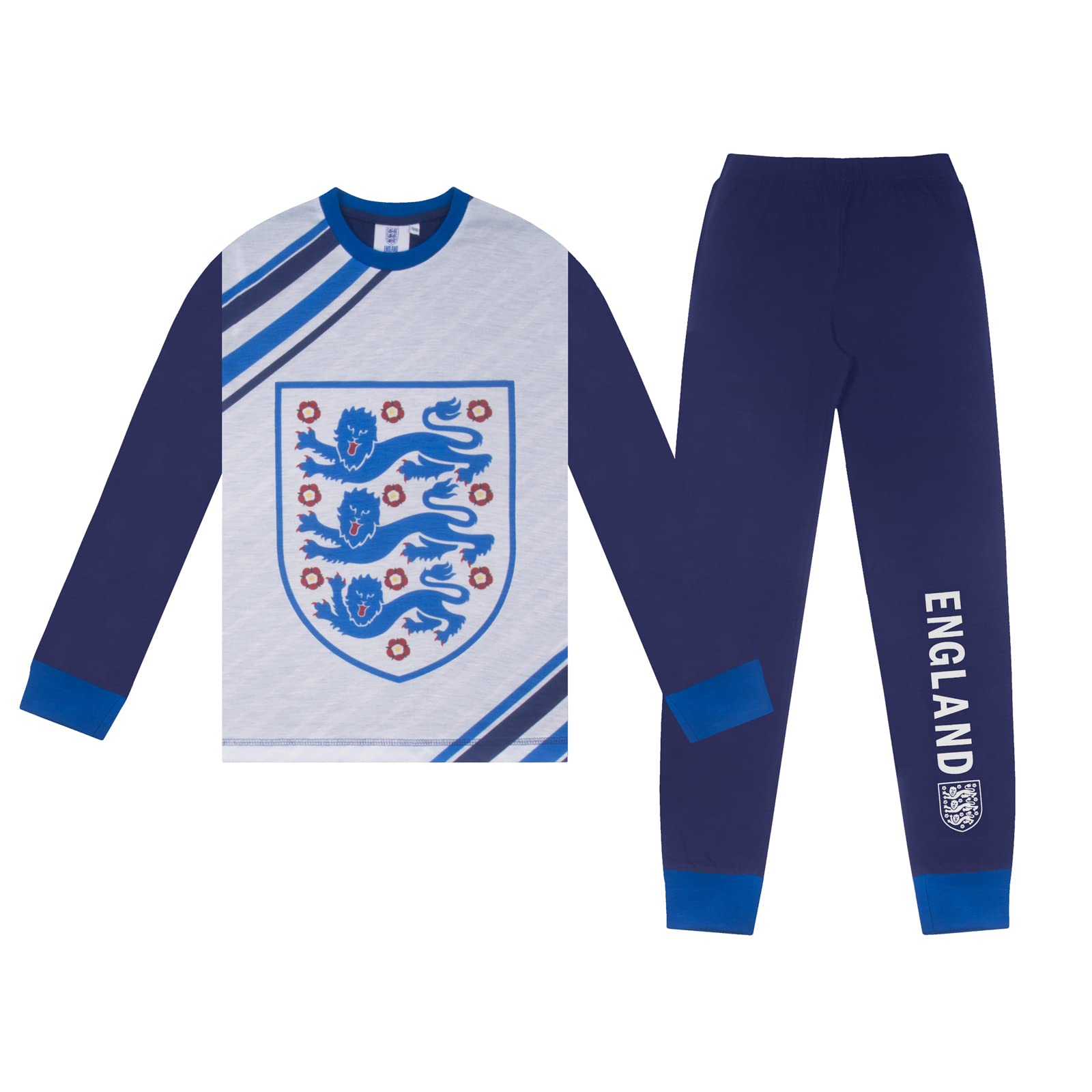 England Official Football Gift Boys Long Sublimation Pyjamas Blue 11-12 Years