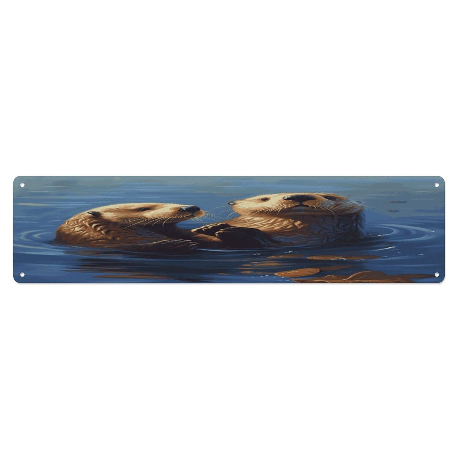 Adfgyerh Style Sea Otters Painting Wall Decor Aluminum Waterproof. Plaque, Practical Gift,Sign 15.7X3.9 Inch Poster,For Home, Office, Business, Garage– Indoor/Outdoor