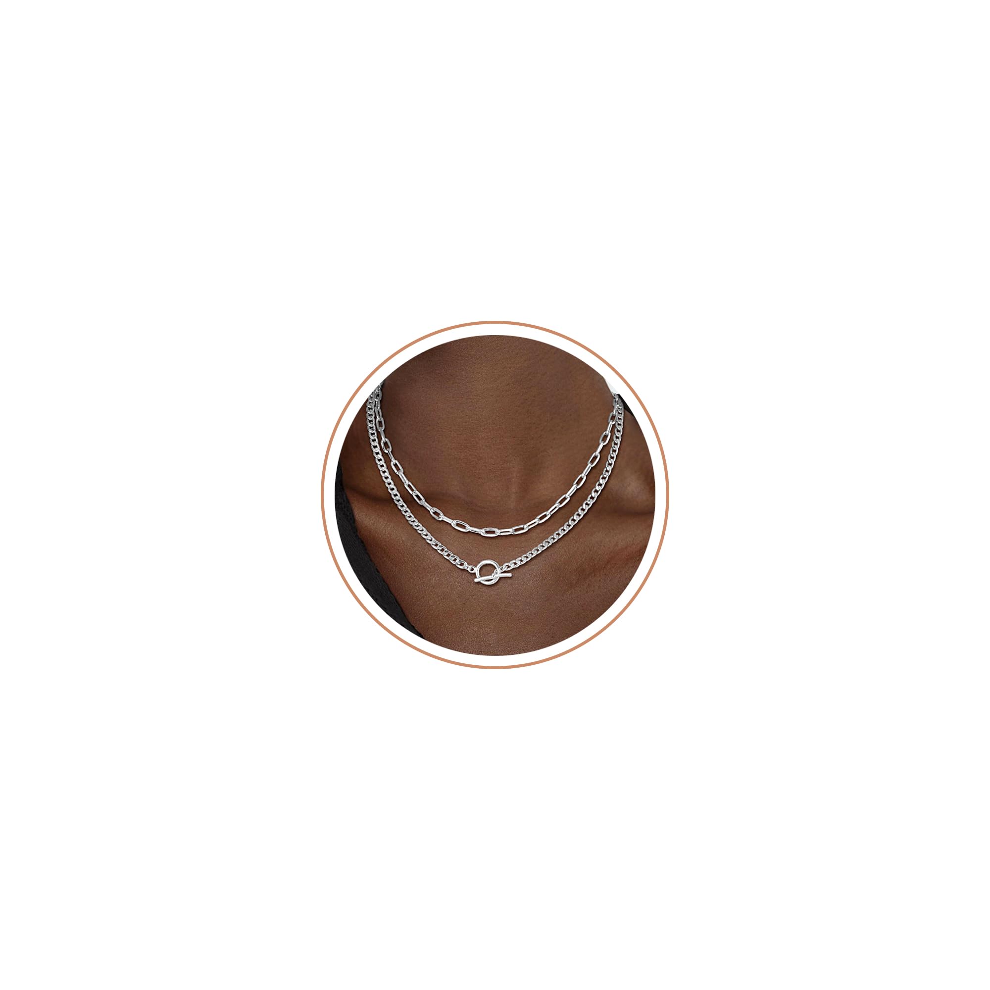 CHESKY 14K Gold Plated Layered Chain Necklace for Women