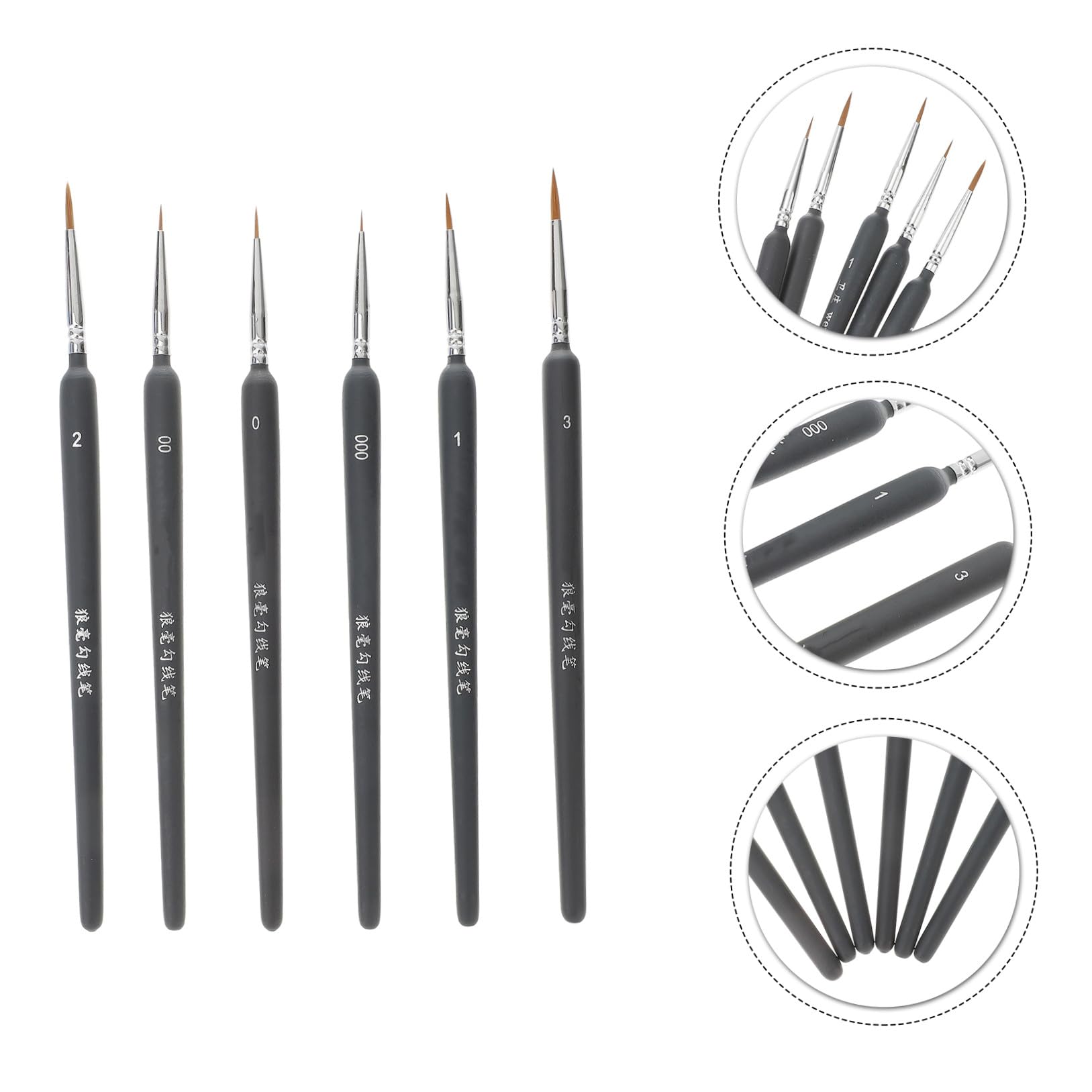 PLAFOPE Pinceles de Acuarela Pelo de Comadreja 6 Piezas para Artistas Portátiles Colores para Pintar Pintura al Óleo y Acrílica Detalle Fino Uso Escolar y Artístico Diario