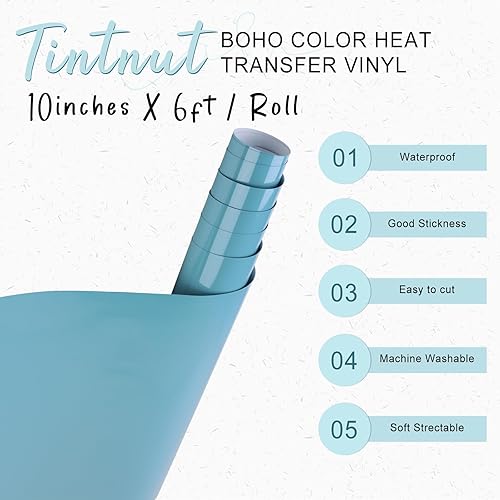 Miniatura 9 de Tintnut Rollo de vinilo de transferencia de calor beige HTV  10 pulgadas x 6 pies, rollo de vinilo HTV con carcasa de arena sólida para planchar en