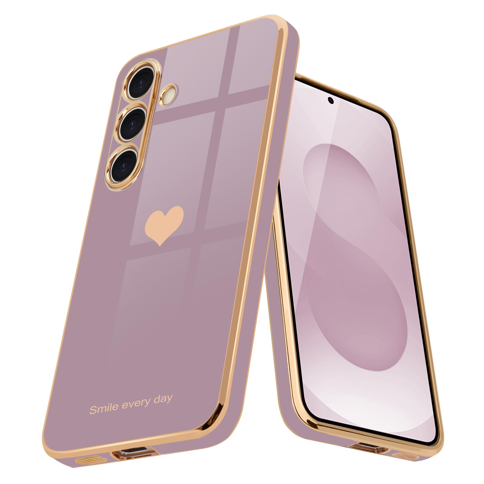 Teageo for Samsung Galaxy S25 5G Case for Women Girl Cute Love-Heart Luxury Bling Soft Back Cover Full Camera Protection Silicone Shockproof Phone