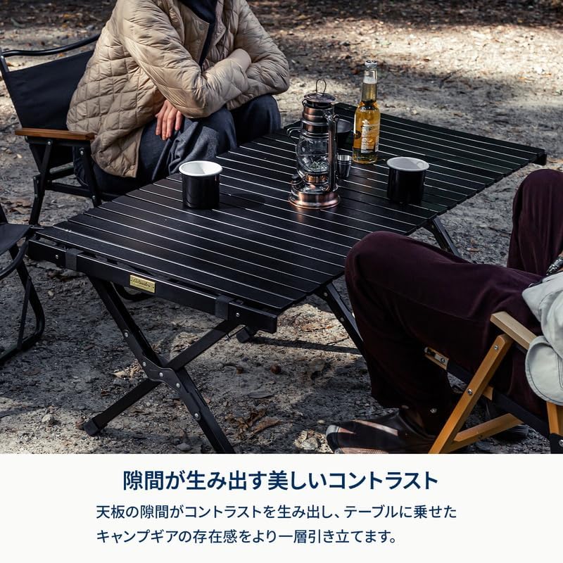 Hilander(ハイランダー) ウッドロールテーブルX Black Edition アウトドア キャンプ ローテーブル 60 ブラ