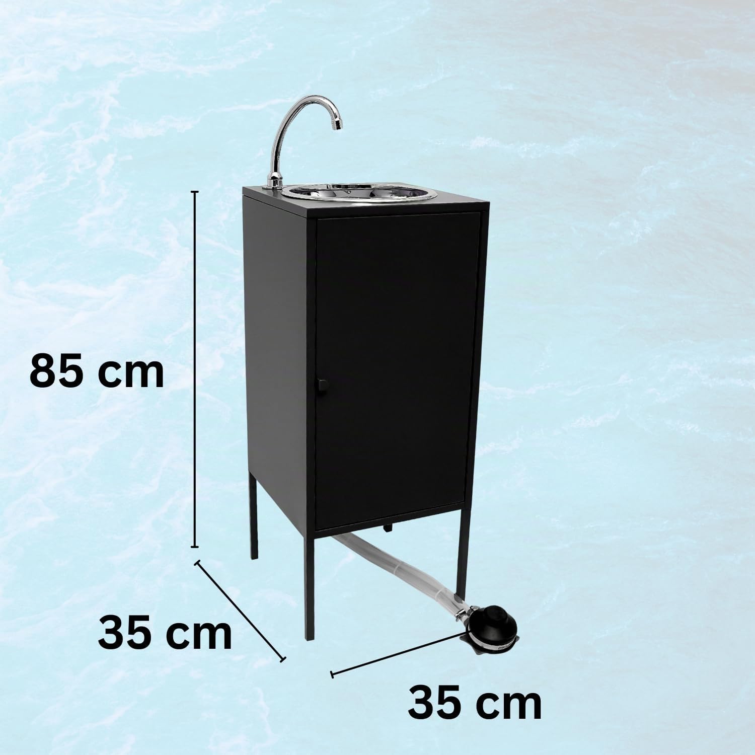 Express Water Basic Noir, Lavabo Portable Autonome Transportable, avec Réservoir d'Eau, en Acier Inoxydable, avec Commande à Pédale, Certifié, pour Magasins et Cabinets Médicaux