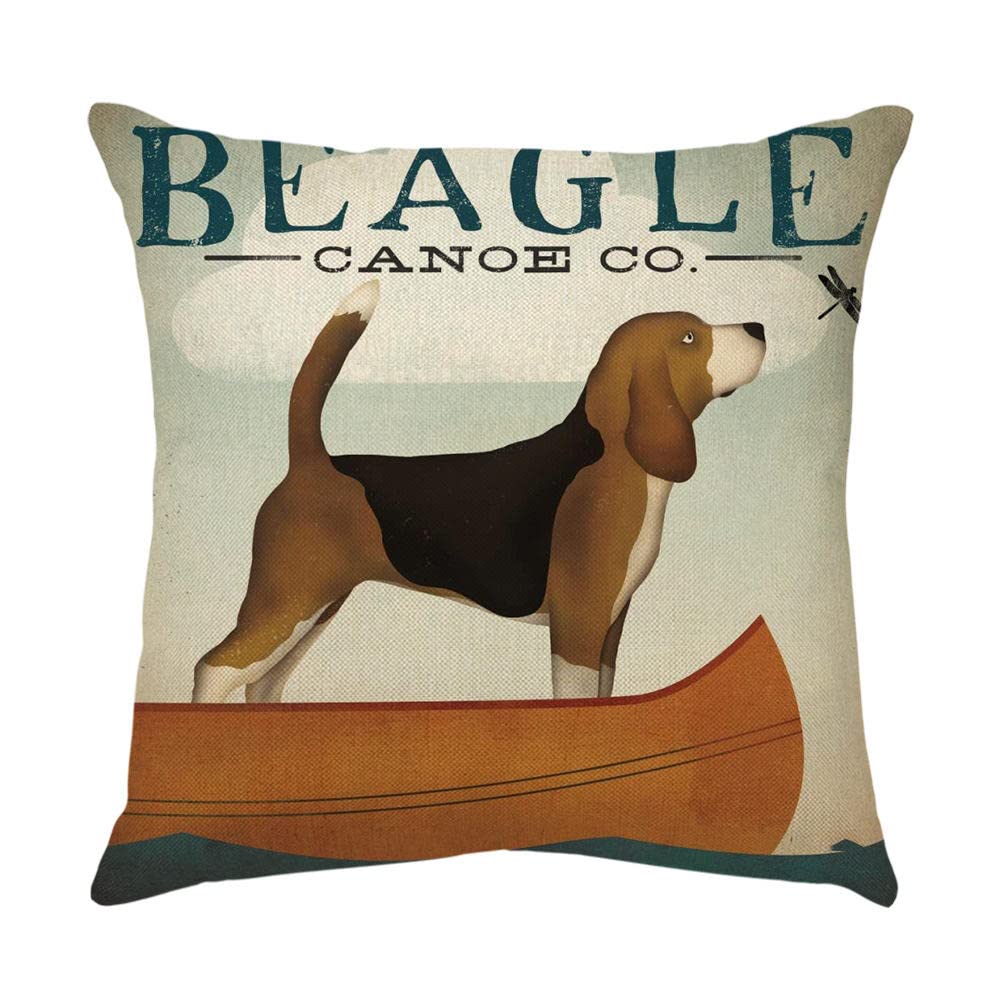 4 Piezas Funda de Almohada 65x65cm Perro Animal Retro Fundas de Cojín Terciopelo Sencillo y Decorativo para Sofá Camas Dormitorio Coche Lino Cojines Throw Pillow Covers （26x26in）