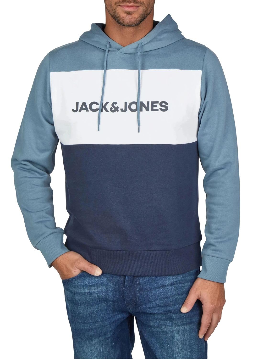 JACK & JONES Hoodie Herren mit Druck JWHLOGO Blocking Regular Fit Plus Size Kapuzenpullover Pullover Grün Blau Beige Navy S M L XL XXL 3XL 4XL 5XL 6XL 7XL 8XL