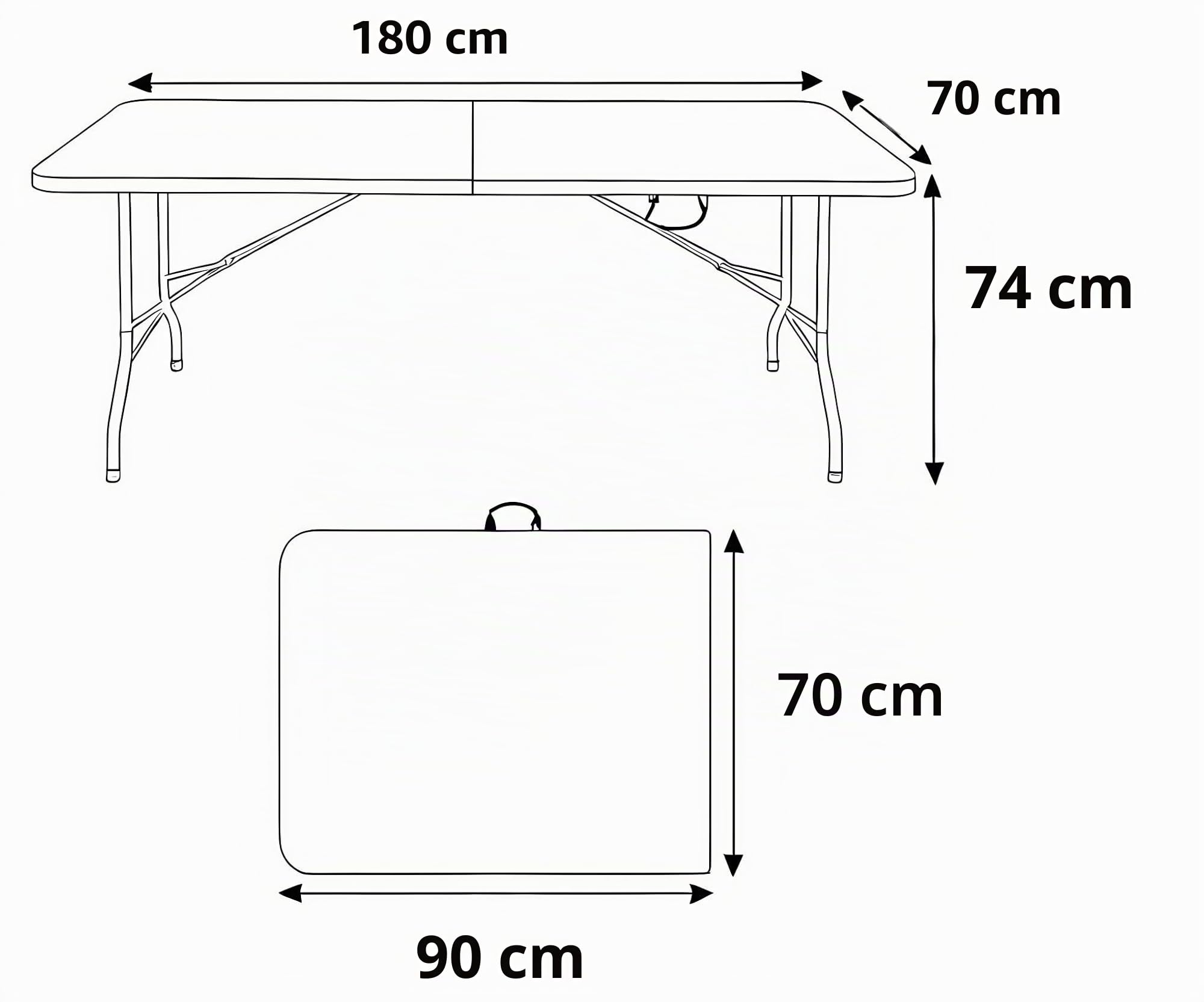 IZTOSS Składany stół prostokątny 180x70x74cm do użytku na zewnątrz