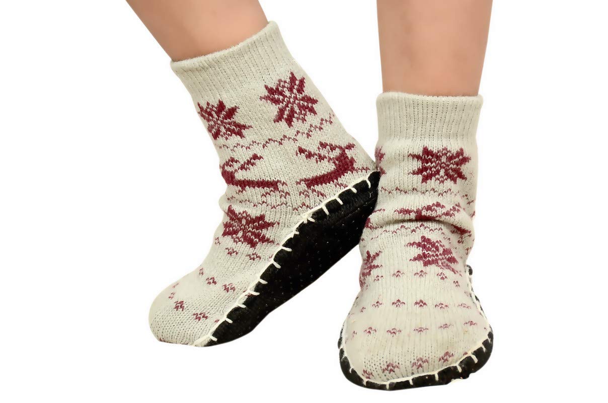 BRATS N BEAUTY® Cute Littile Girl Multi Color Striped Warm Winter Slipper Socks, Knitted Booti, Room Socks, Anti slip Socks 1 Pair Any Color For 11-12 Year Kids - Image 5 thumbnail