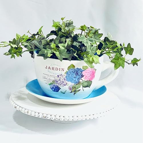 Miniatura 9 de hadaaya Maceta redonda de cerámica con diseño floral de amapola naranja de 7.5 pulgadas con platillo para plantas de interior flores y centros de