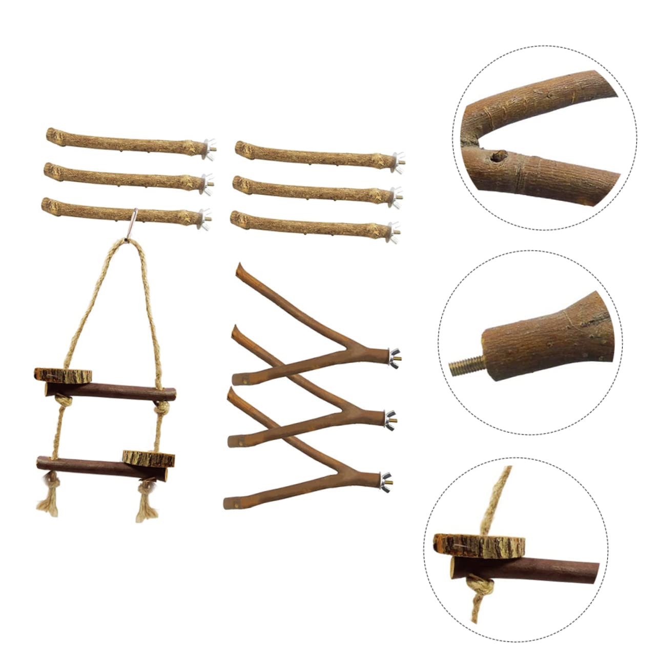 YARNOW 30 Piezas Loro de Juguete Jaula pajaros jaulas para pajaros Soporte para Percha de pájaro Percha de Loro pequeña Estante para Loros Estante de Percha de Loro Iniciar sesión Perca