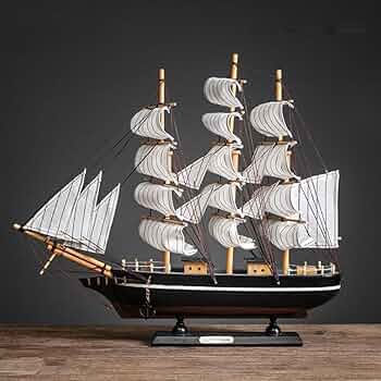 Amazon.co.jp: [dhiuebc] 置物 帆船 39cm ストライプ柄の帆布