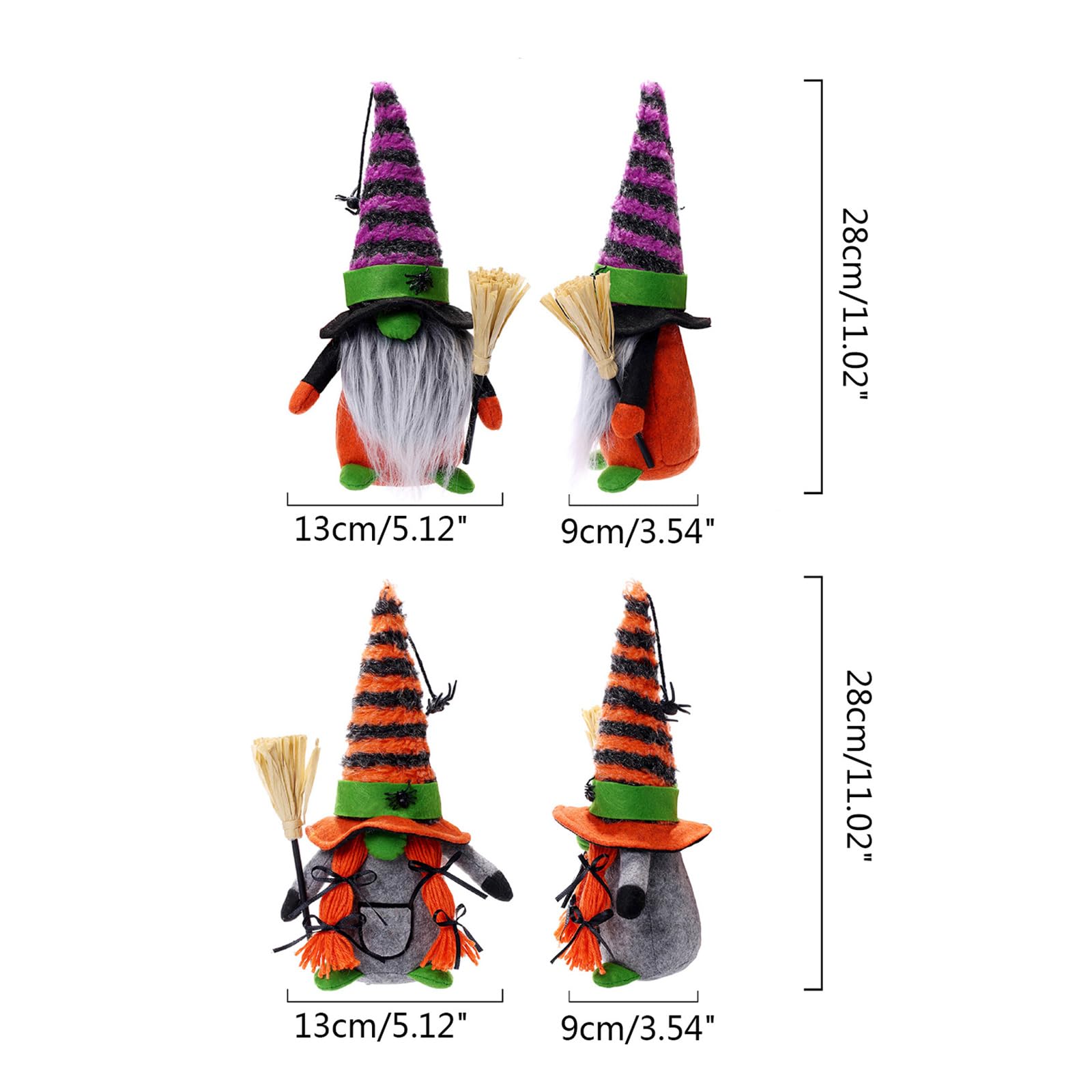 YUNNIAN Halloween Zwerg Mit Besen - 28cm Plüsch Dekofigur Für Grusel-Party