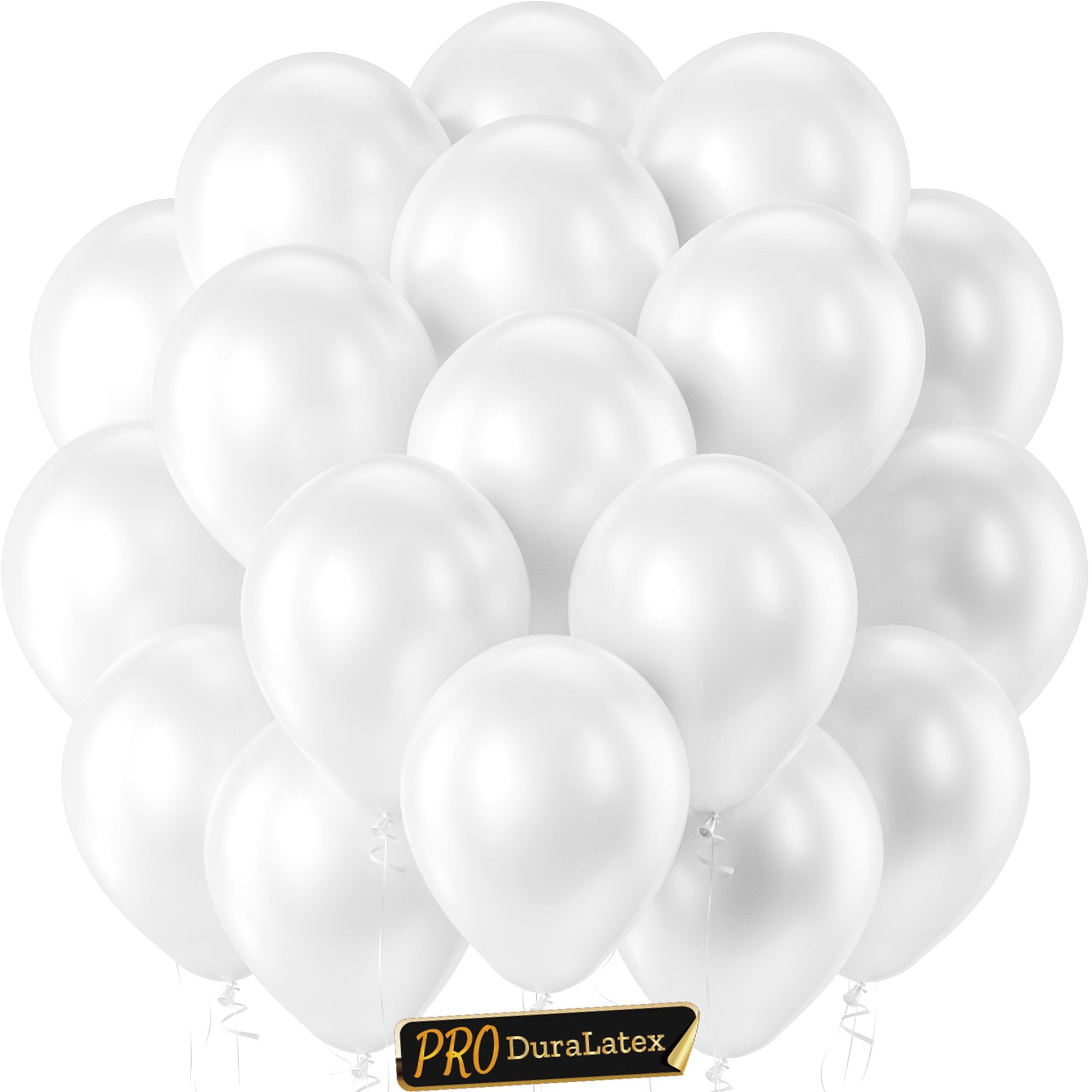 Bezente Pro Duralatex Pearl White Extra-Thick Balloons 120 Pack 10 inch
