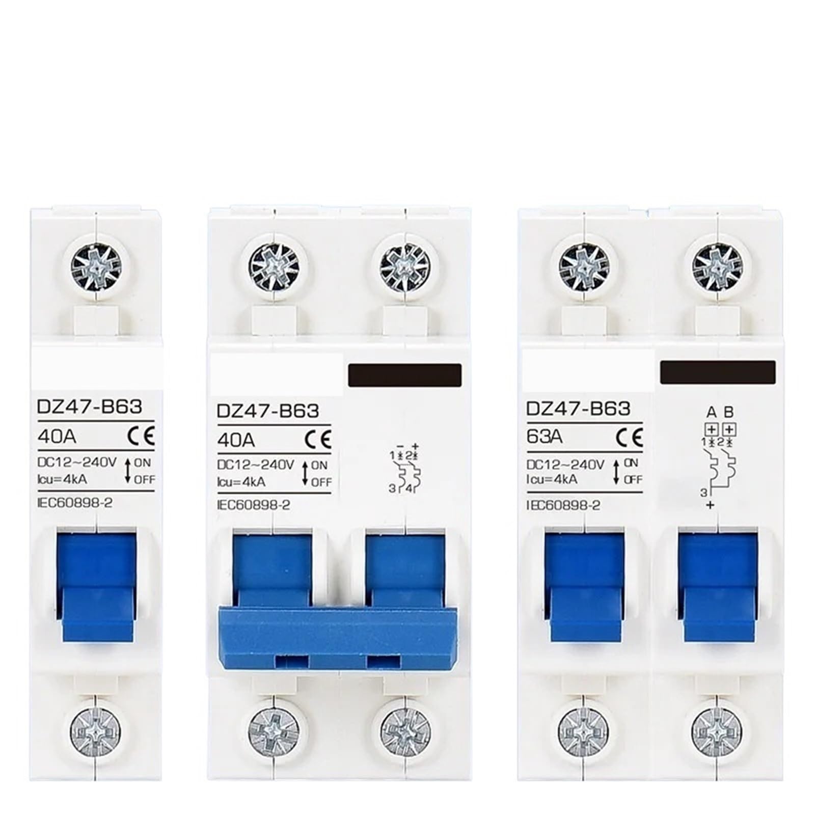 Miniaturowy wyłącznik automatyczny 12 V 24 V DC MCB 2P 125 A 130 A 16 A bezpiecznik resetujący falownik zabezpieczenie akumulatora izolator przełącznik transferu (1P, B16A)