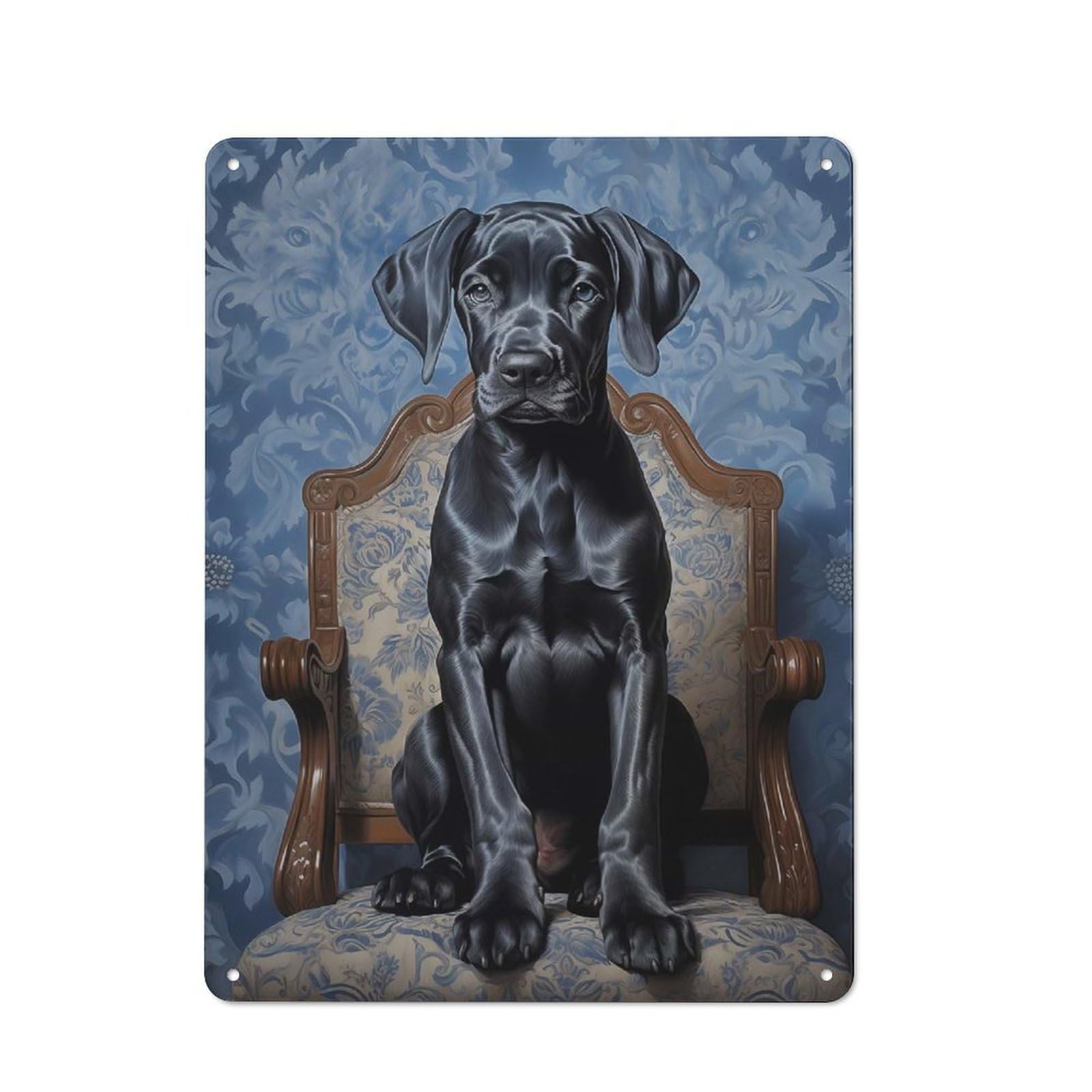 Junmoney Style-21 Vintage Tin Sign 40X30cm With Great Dane Puppy For Home Bar Wall, Metal Sign Decor For Home Bars And Entertaining Spaces