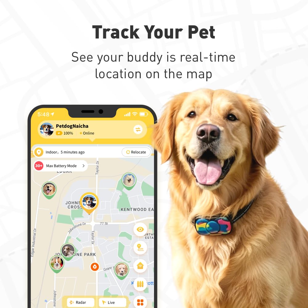 4G GPS Hunde-Tracker, 12 Monate inklusive, keine monatliche Gebühr, virtueller Zaun, IP67 wasserdicht, 21-Tage-Batterie