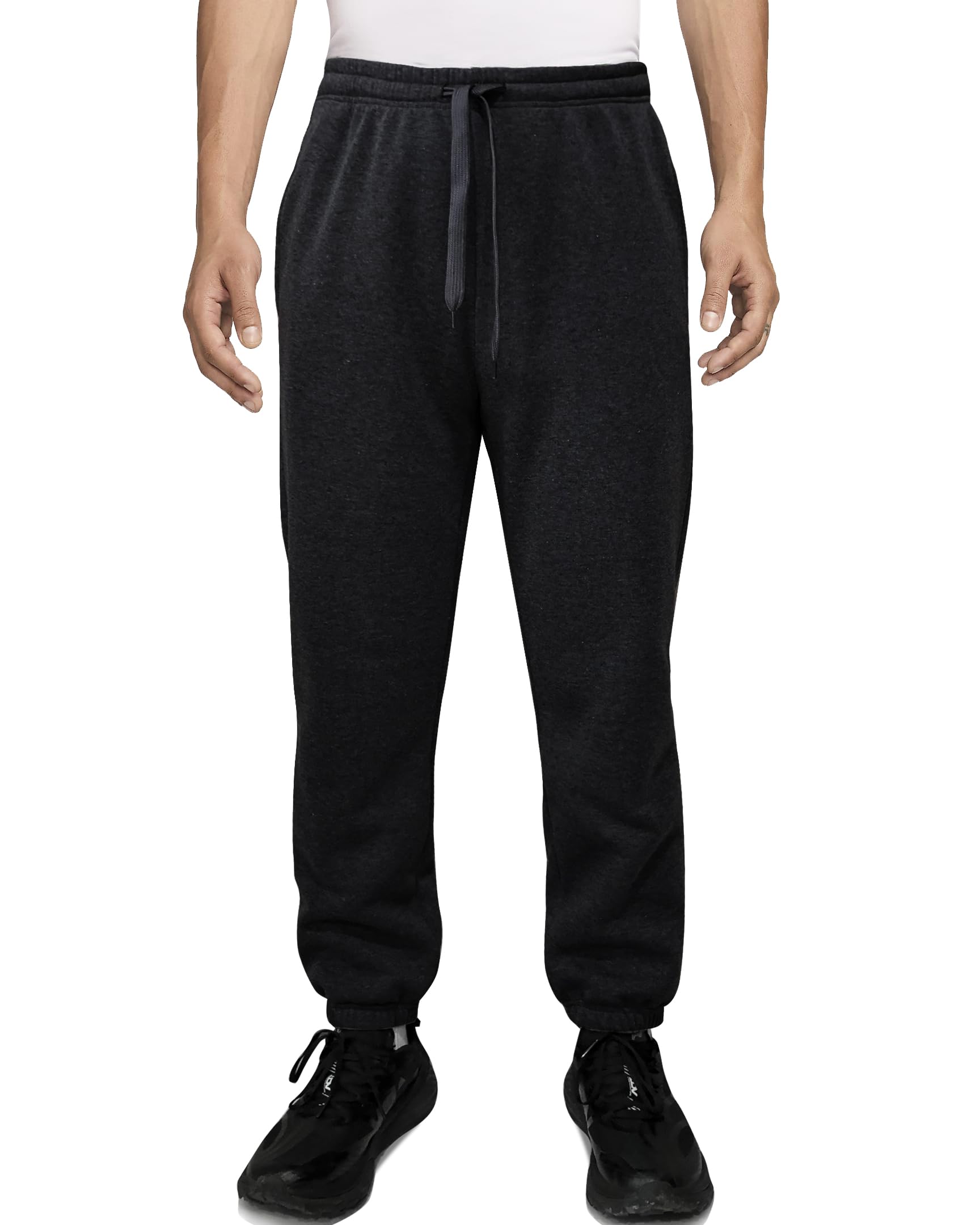 Men's Sweatpants Fleece Joggers Elastic Bottom Pants with Pockets Tapered Athletic Elastic Drawstring Sweatpants for Men Black