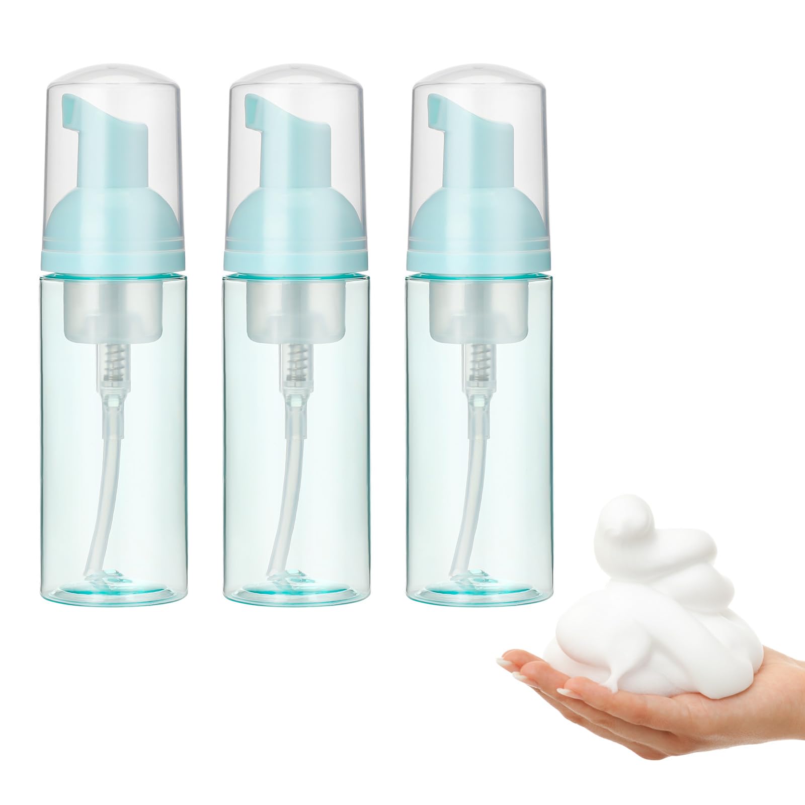 Dozownik piany, pojemność podróżna, przezroczysta, pusta, 50 ml, zielona butelka z pianki, dozownik mydła z pianką, pompka, do wielokrotnego napełniania, przenośny dozownik piany
