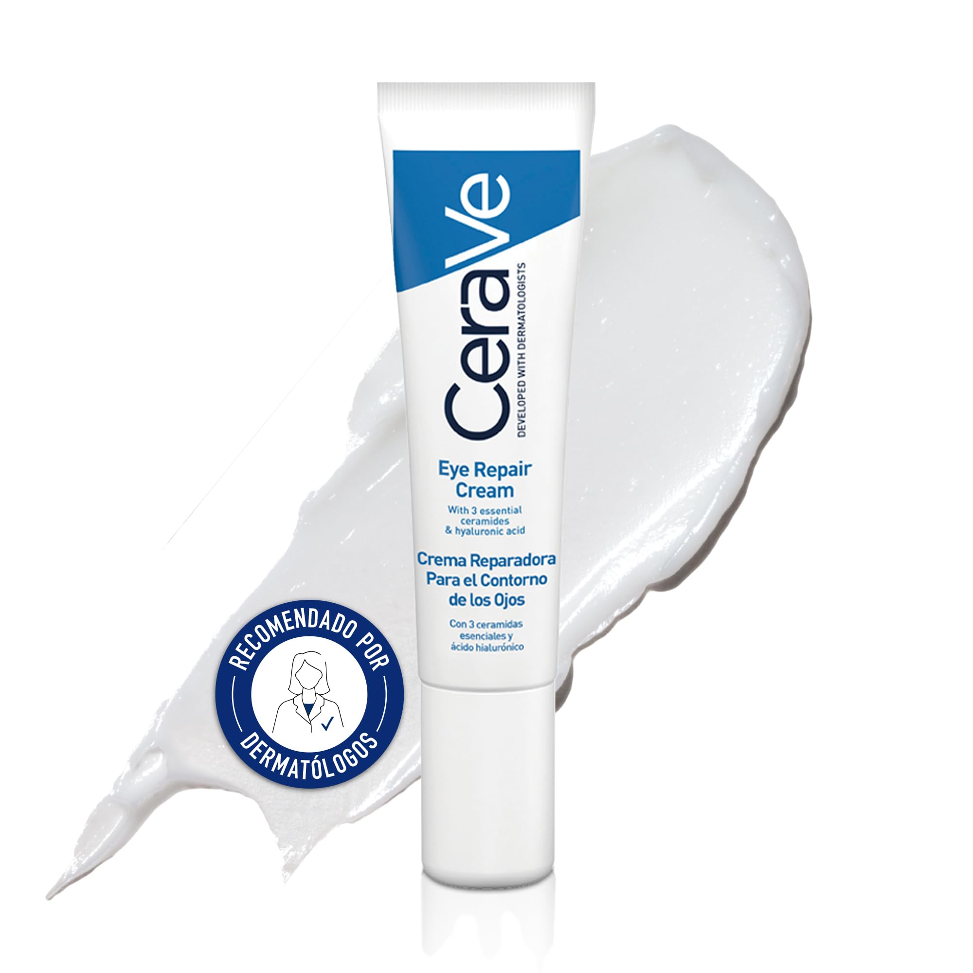 CeraVe Crema Reparadora Contorno de Ojos, Reducción de ojeras y bolsas, Enriquecida con Ácido Hialurónico y Niacinamida, Para todo tipo de pieles, 14 ml