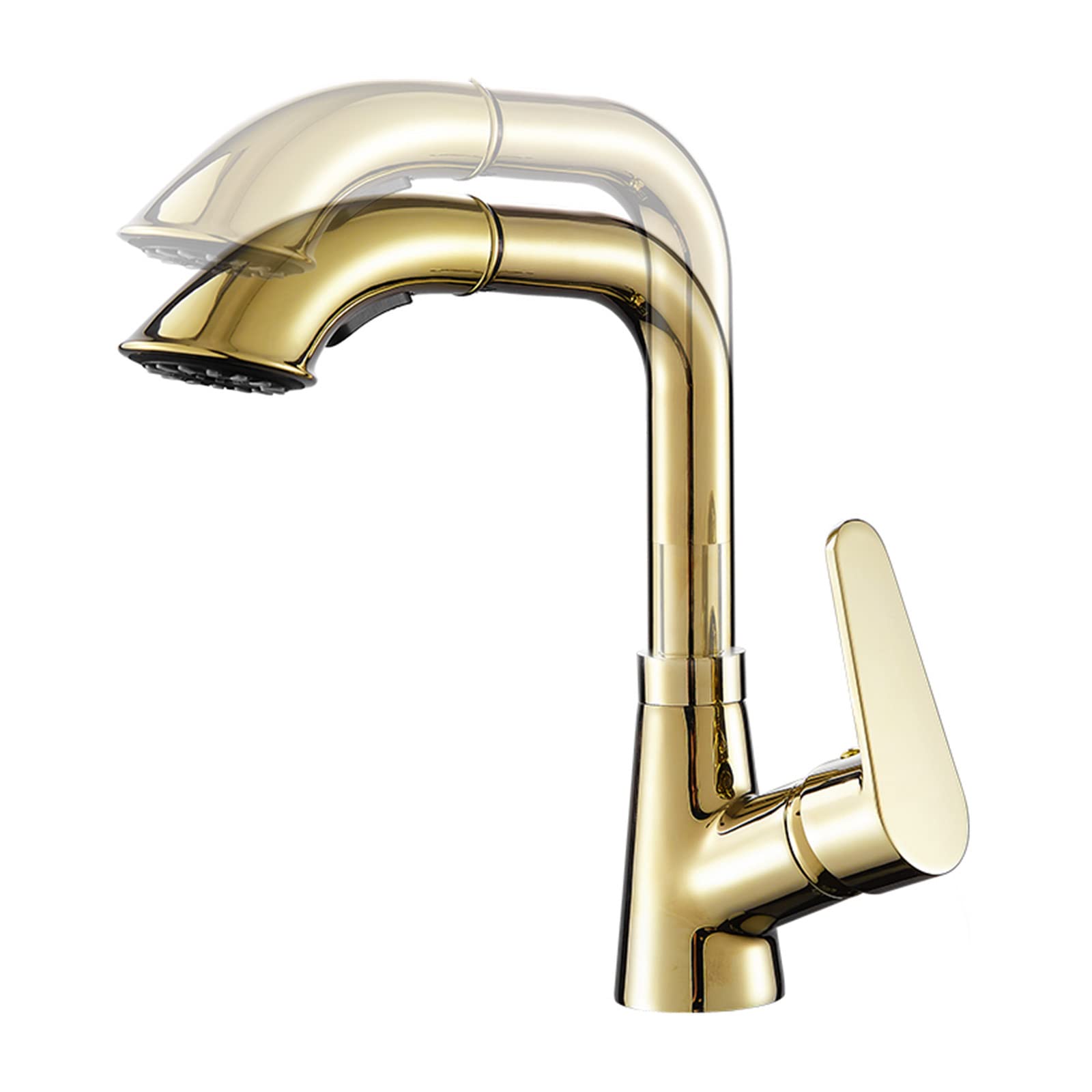 VDOQTLJT Basin Faucet with Pull Out Spray Gold Telescopic Hot and Cold Swivel Bathroom Faucets