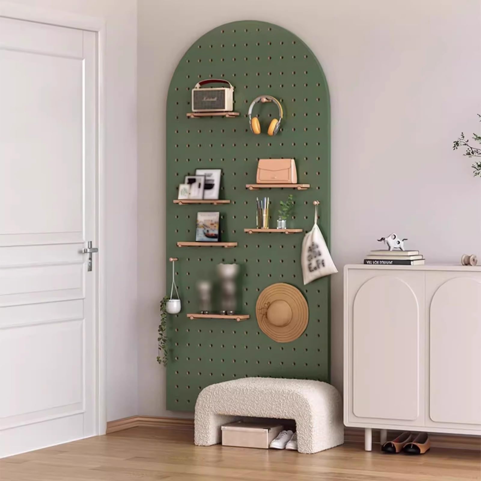 Generisch Metall-Lochwand-Organizer-Set mit 10 Haken – Vielseitige, wandmontierte Werkzeug- und Büro-Präsentationswand, 120 x 60 cm (47 x 24 Zoll) – Ideal für Garage, Werkstatt und Zuhause (Schwarz)