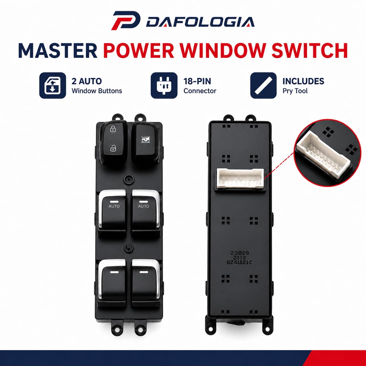 Interruttore alzacristallo elettrico adatto per Kia Soul 2014 | Design del connettore in stile OE; sostituzione diretta per l'interruttore esistente; facile installazione e rimozione