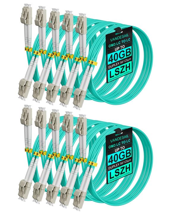 LC to LC multimode fiber patch cable, OM3 10G 50/125m LSZH 1M 10Pack
