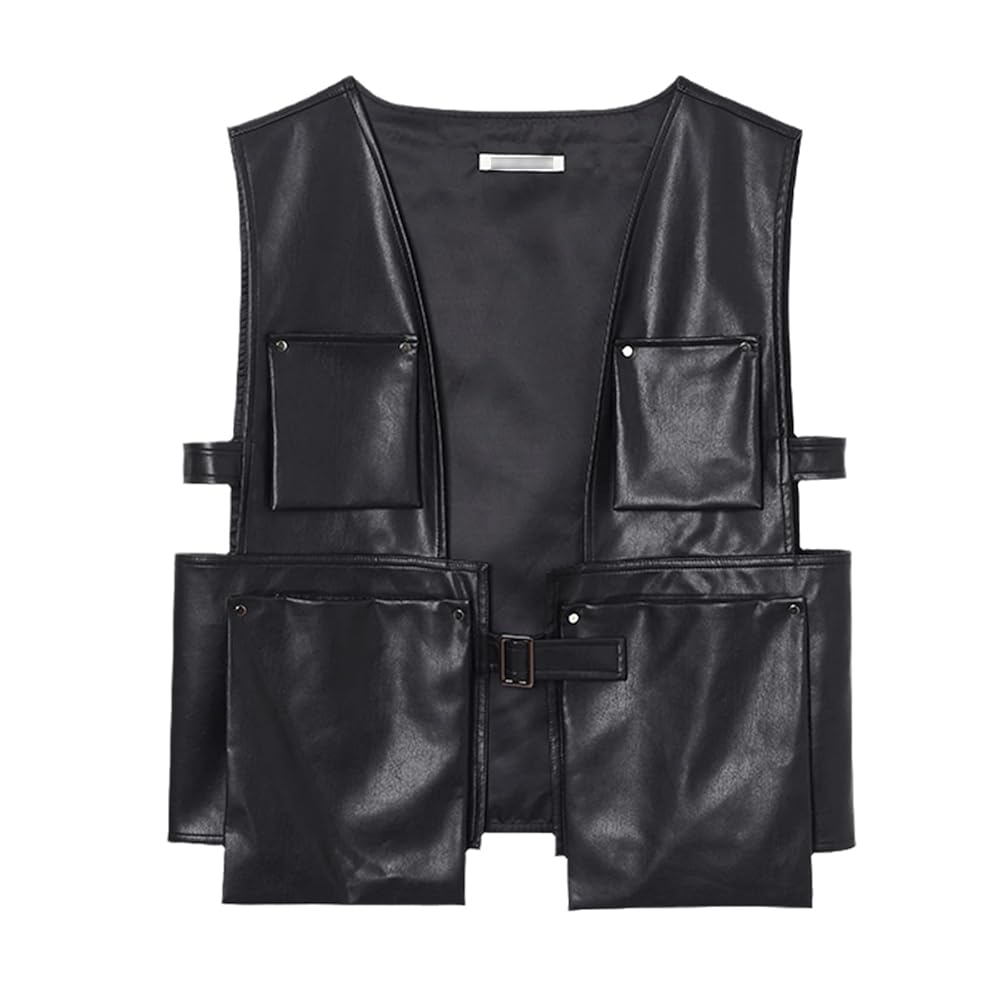 Amazon.com: Men's Multi Pocket Rivet Leather Work Vest