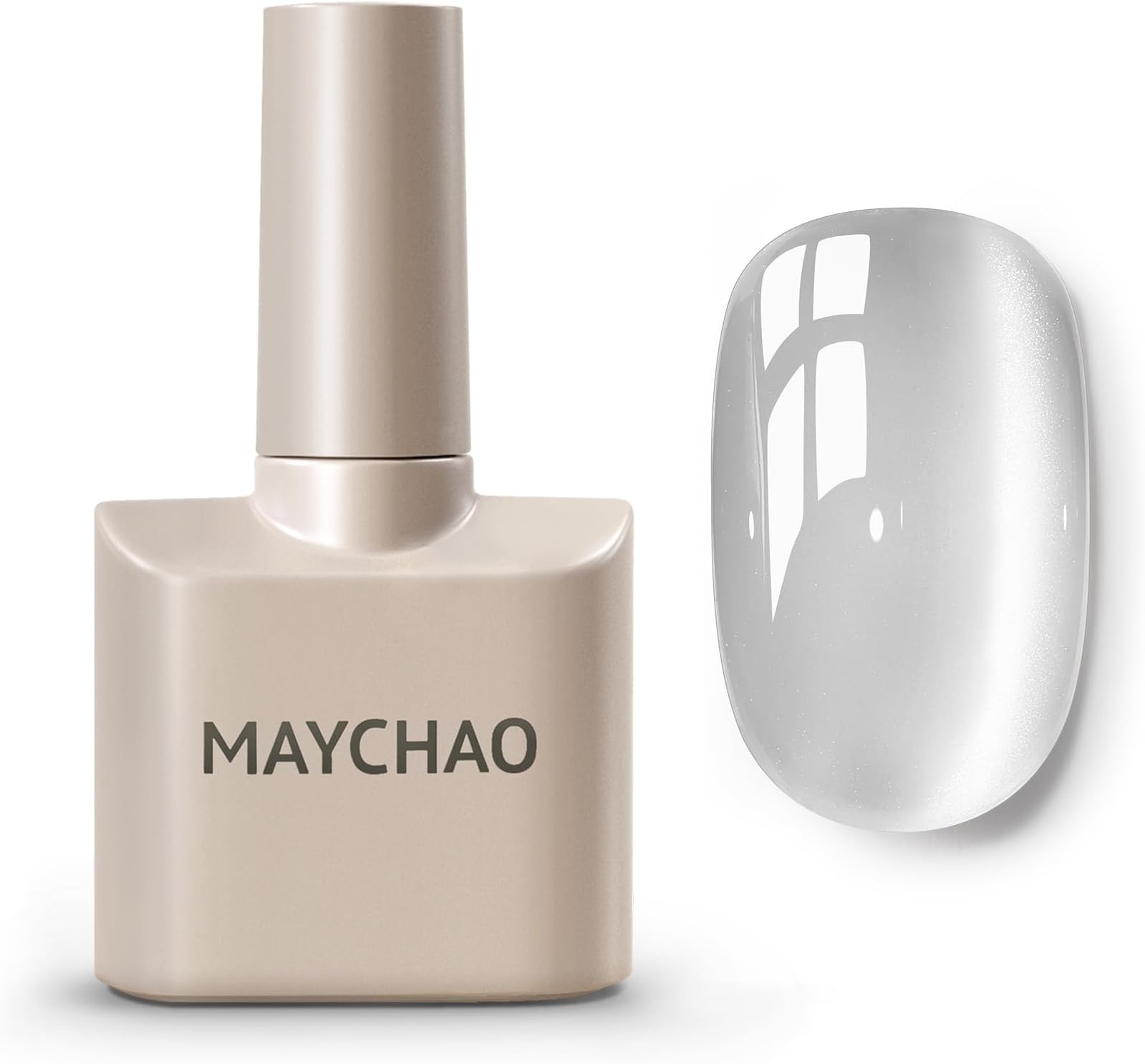 MAYCHAO 15ML Silk Silver Cat Eye Gel Nail Polish 1Pc Moonlight Silver Gel Polish with Magnet Soak off Holographic Magnetic Nail Polish for Nail Art Manicure Salon DIY at Home, 0.5 OZ