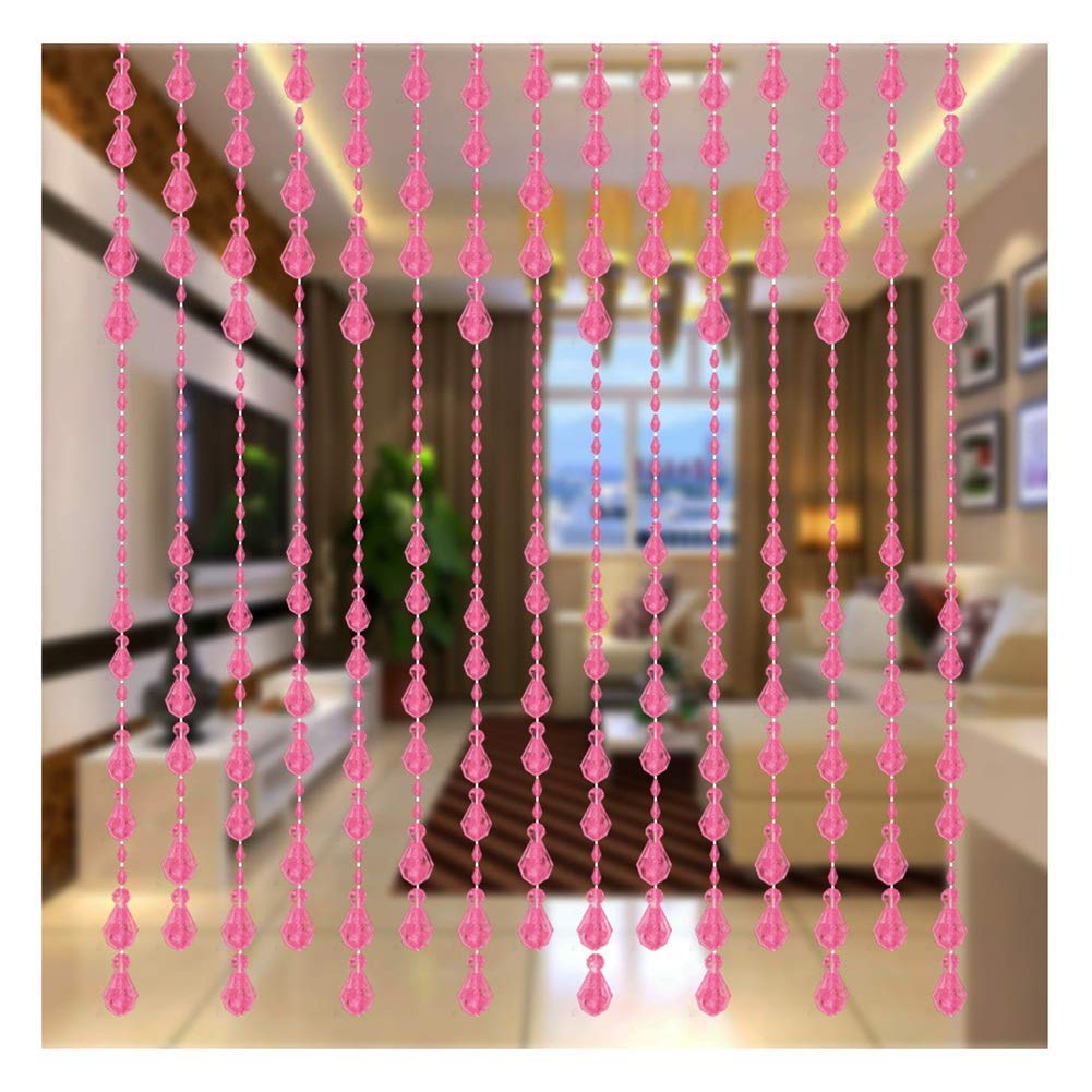 KLerDH Beaded curtains, Acrylic Bead Curtains g Door Curtain Balcony Doorway Panel Decor(Pink,W 39.4)