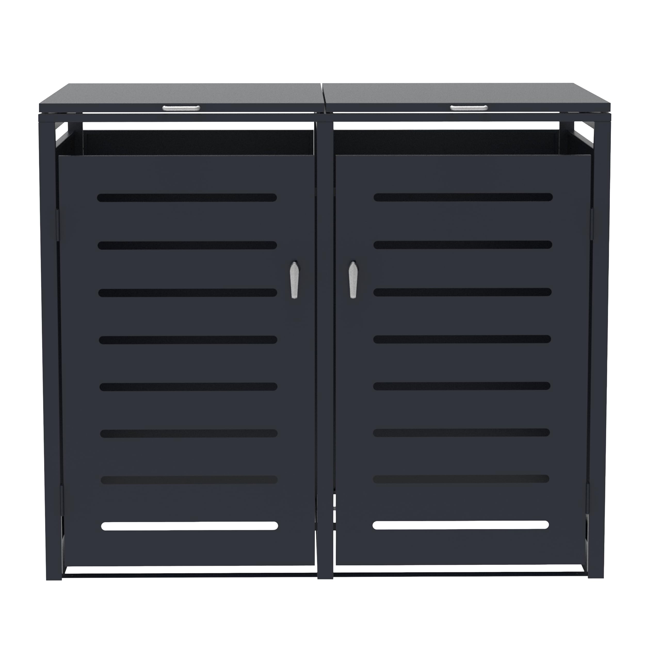 Sillar Mülltonnenbox 2er aus Metall für 120/240 L, Anthrazit, abschließbar