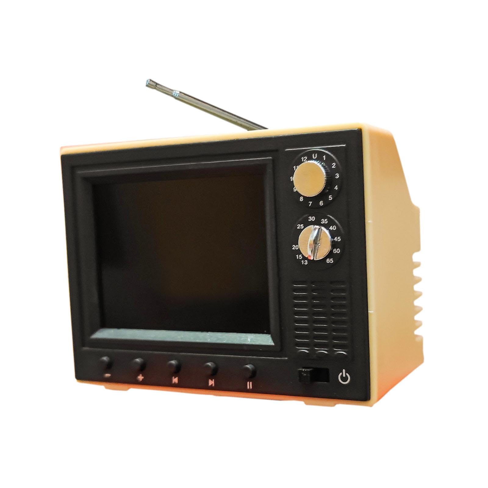 Puppenhaus Fernseher Im Maßstab 1:12, Winziger, Spielbarer Retro Fernseher für Mädchenpuppen, Geschenk, Puppenhausmöbel Zubehör, Miniaturfernseher, Gelb
