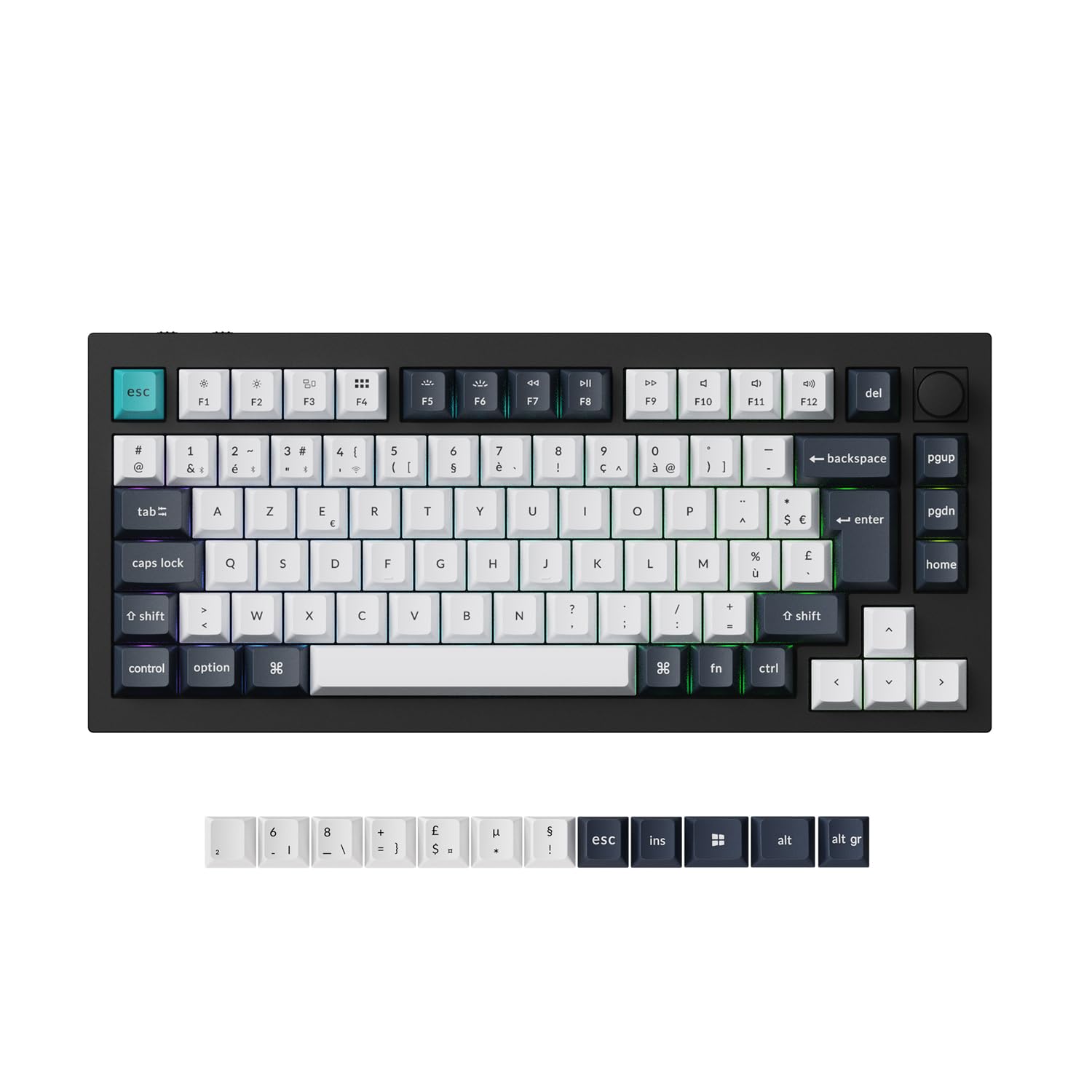 Keychron Q1 Max Clavier Mécanique sans Fil, Disposition des Touches Complète avec Bouton, Programmable QMK/Via, 2,4 GHz/Bluetooth/Filaire, Commutateurs Gateron Rouge pour Mac/Win - Noir (FR Layout)