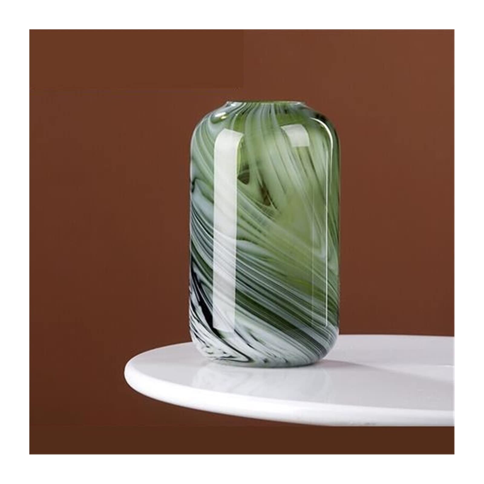flower vase Creative Modern Ink Painting Glass Vases, Light Luxury Living Room Decorations, Tabletop Flower Arrangement, Colored Glaze Ware, Coagulated Green(Green)