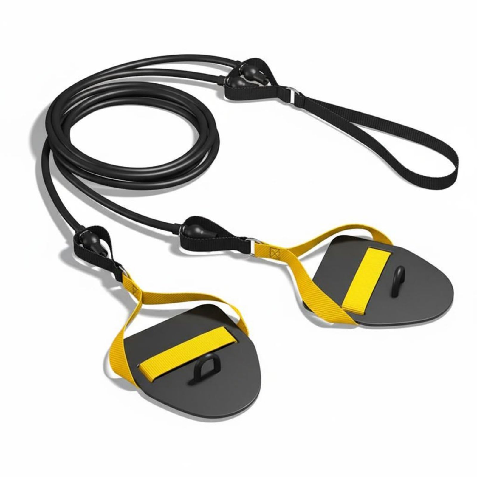 Trainings Zugband Schwimmtrainer Widerstandsband Handpaddel Griff Übungsseil Dicke Latexröhren Langlebig für Tägliche Einheiten für Wettkampfvorbereitung Heimtraining, Schwarz+Gelb, 60 Pfund