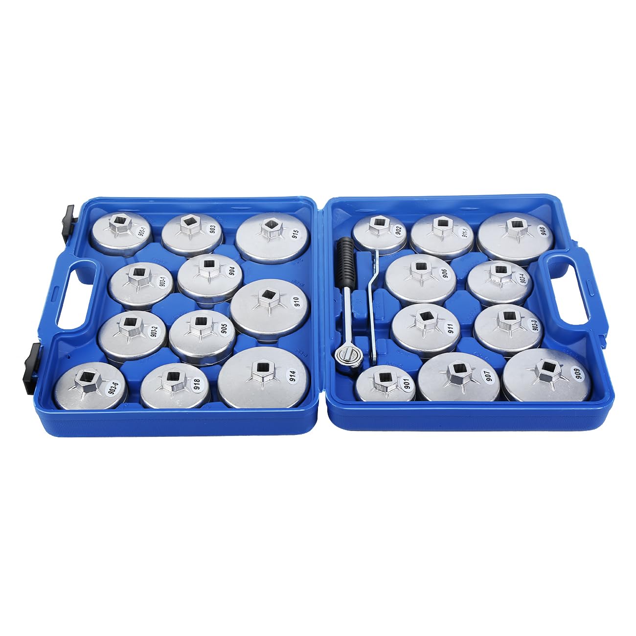 Juego de 23 tapas de filtro de aceite de aluminio, herramientas especiales, cambio de aceite, herramienta universal, 65-101 mm