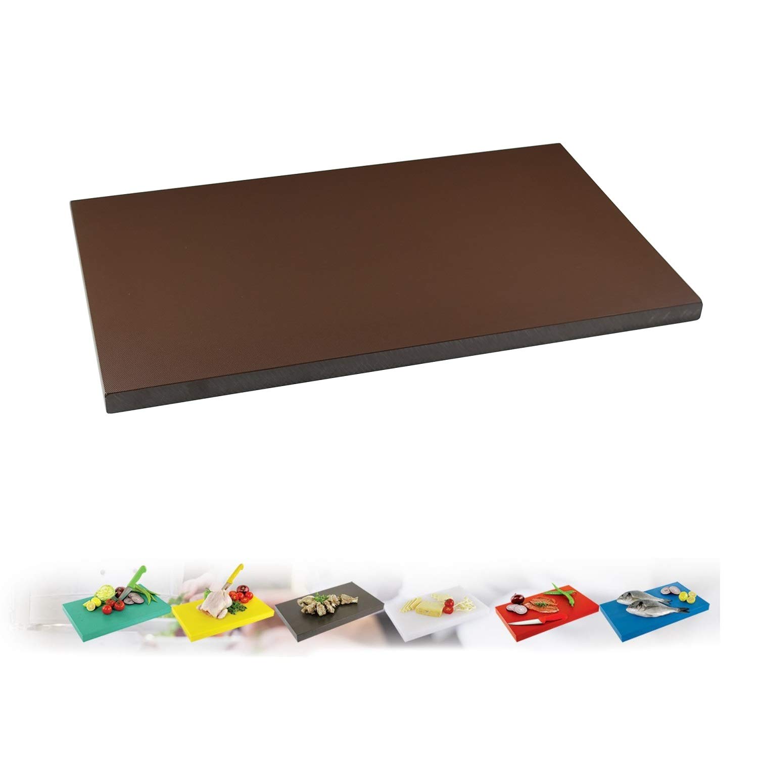 Tabla de cortar, tabla de cortar Gastro, de plástico, en (XL o XXL), marrón, (XXL) 60 x 40 x 2 cm