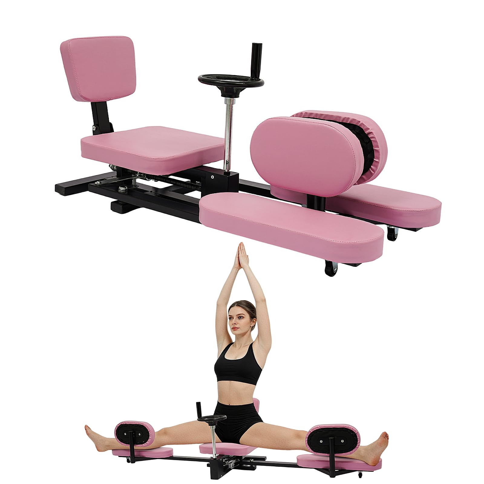 Spagattrainer 0-210° Beinspreizer Bis 100KG Spagat Trainer Professioneller Beinstrecker mit 160cm Entfaltende Länge, Rollen, Rückenlehne Ergonomisches Beinspreizer