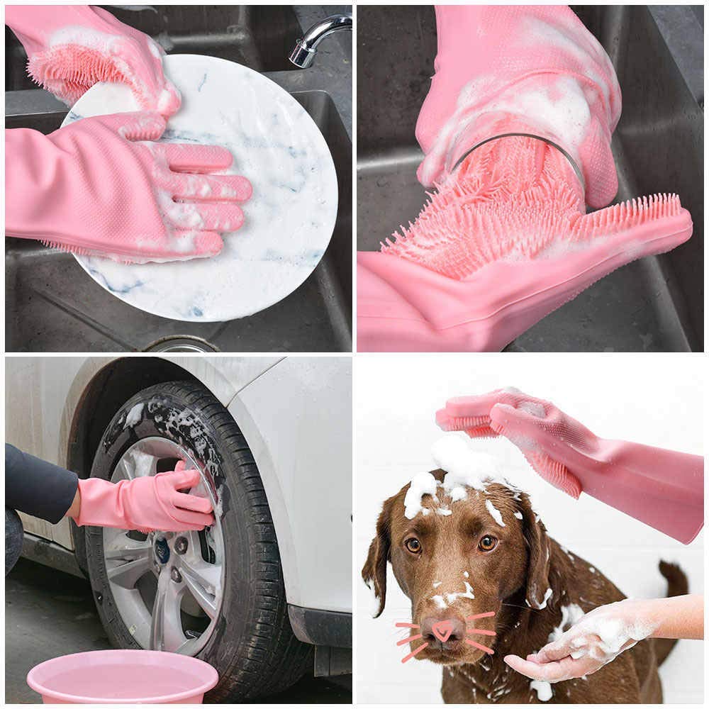 SUNBEET Silicone Hand Gloves Scrub 1 pcs Cleaning Gloves 2