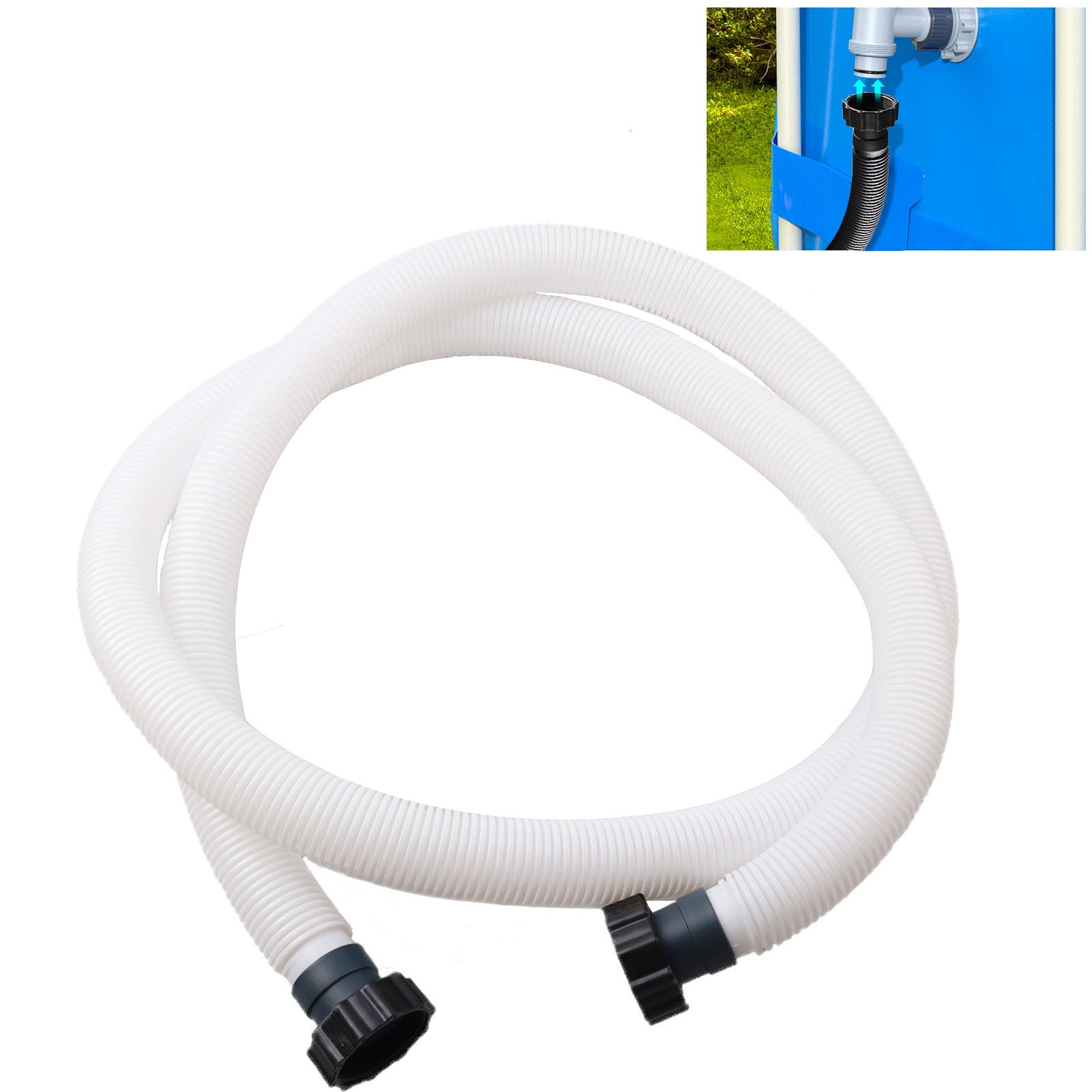 10ft pool hose for above ground pools, 1.5 inch diameter swimming pool replacement hose for filter pump, saltwater system, sand filters accessories (white, normal)