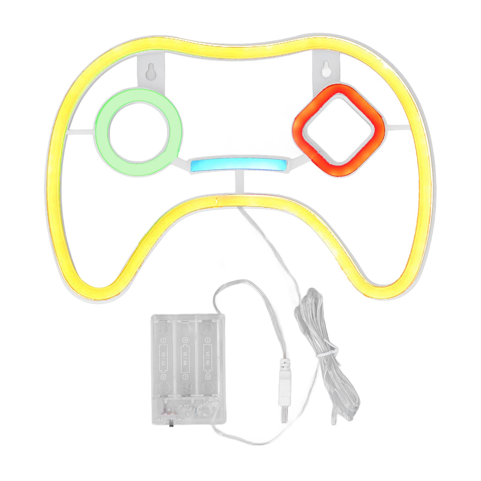 LED Game Controller Neon Sign, USB Powered Game Controller Shaped Green, Blue, Red Combined Light Light Up Sign Neon Lights Sign