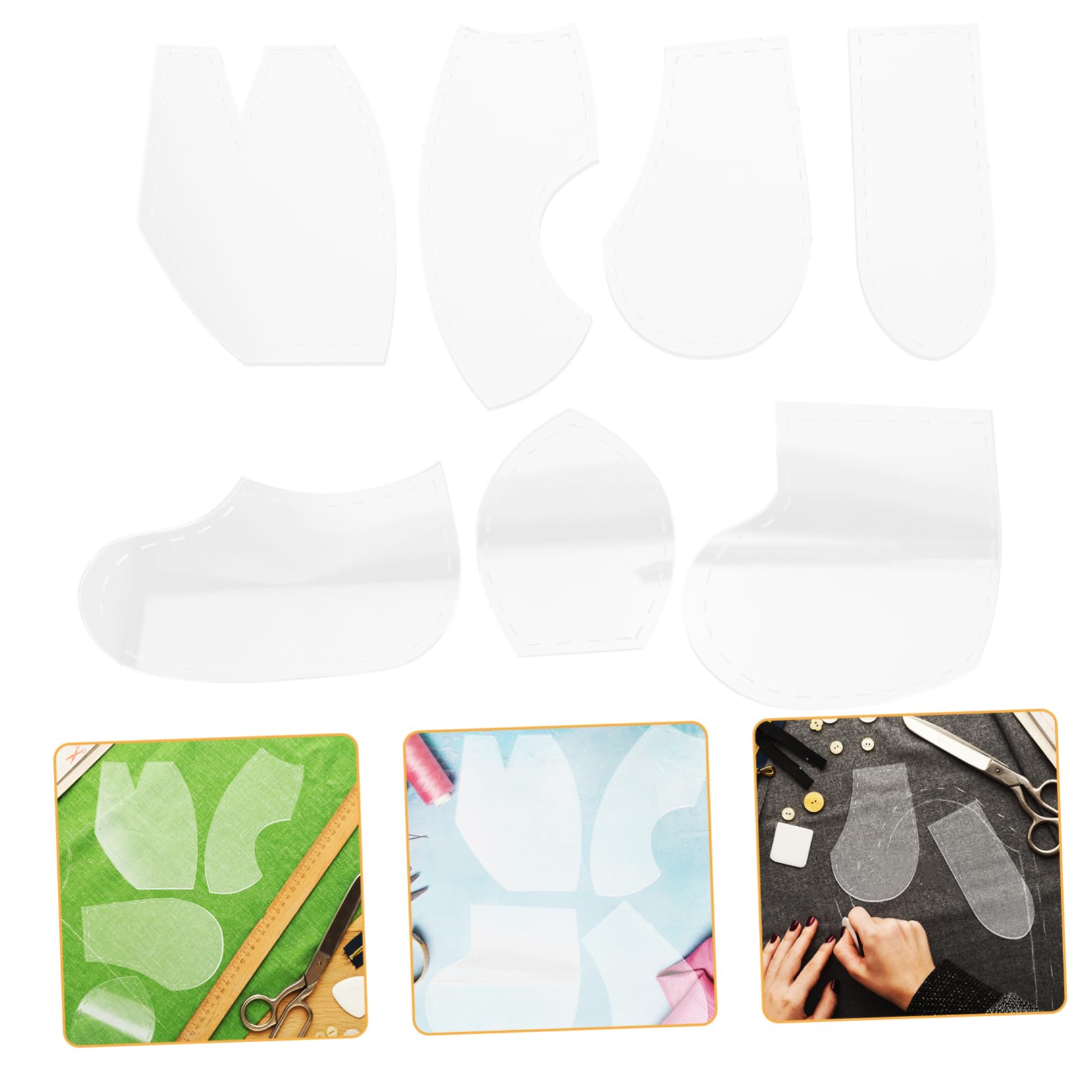 ARTIBETTER 5 Sätze Erntevorlage Set Nähen Quiltlineal Cutter Herrscher Schablone Quiltvorlagen Zum Quilten Quadratisches Lineal Zum Quilten Nähvorlagen Zubehör Basteln Acryl Weiß 7 Stücke * 5