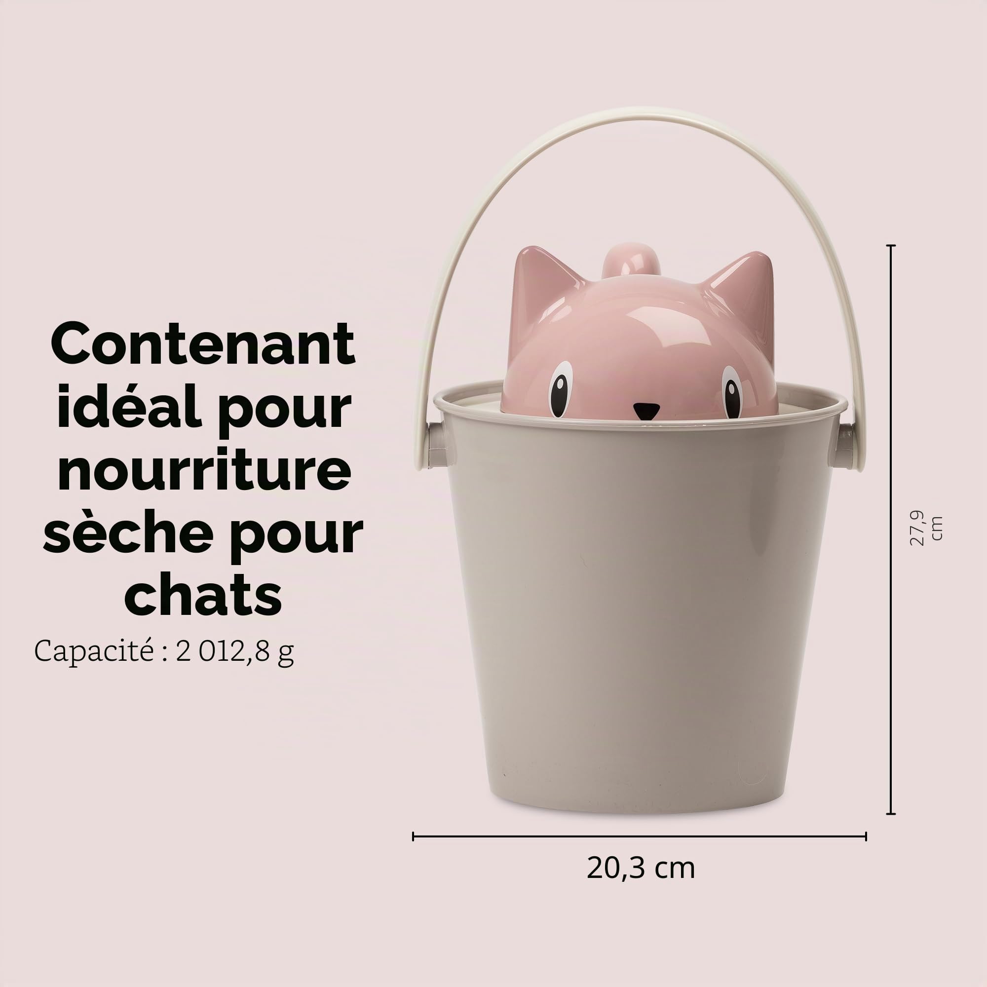 United Pets Crick - Seau à Croquettes pour Les Chats, fabriquè en Italie, cuillère-Mesure Incluse. Couleur: Rose/Gris. Designer: Giovannoni