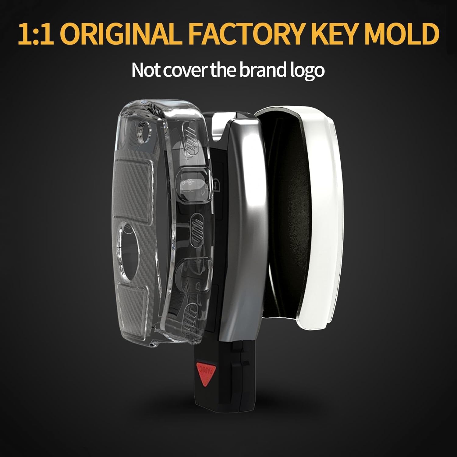 TANGSEN Key Fob Case TPU Cover Compatible with Mercedes Benz A B C CLA CLS E G GL GLA GLC GLE GLK GLS SL SLC SLK SLS AMG Viano Transparent Carbon Fiber Texture Transparent Button Protective Key Shell - Image 5